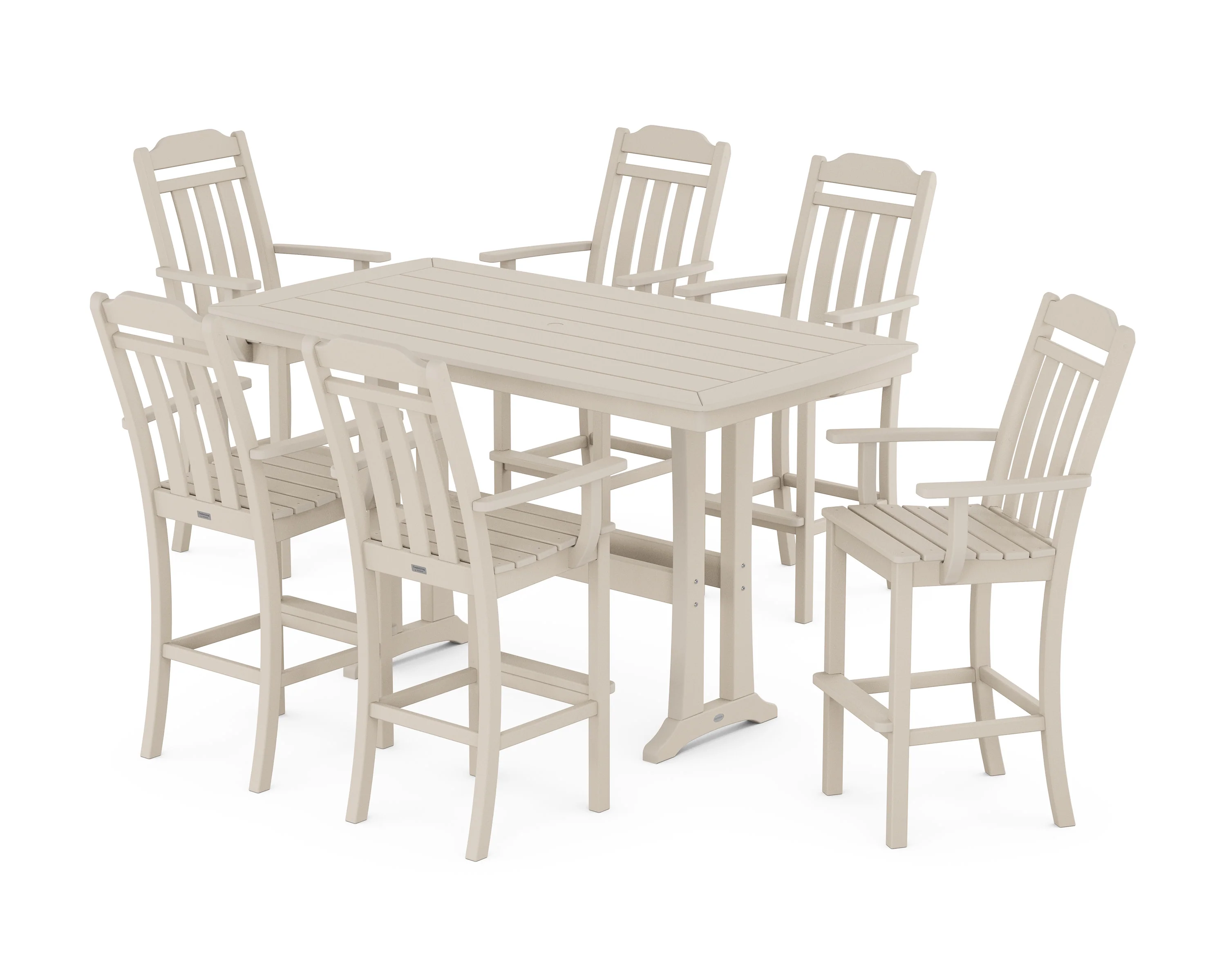 Cottage Arm Chair 7-Piece Bar Set with Trestle Legs - Image 5