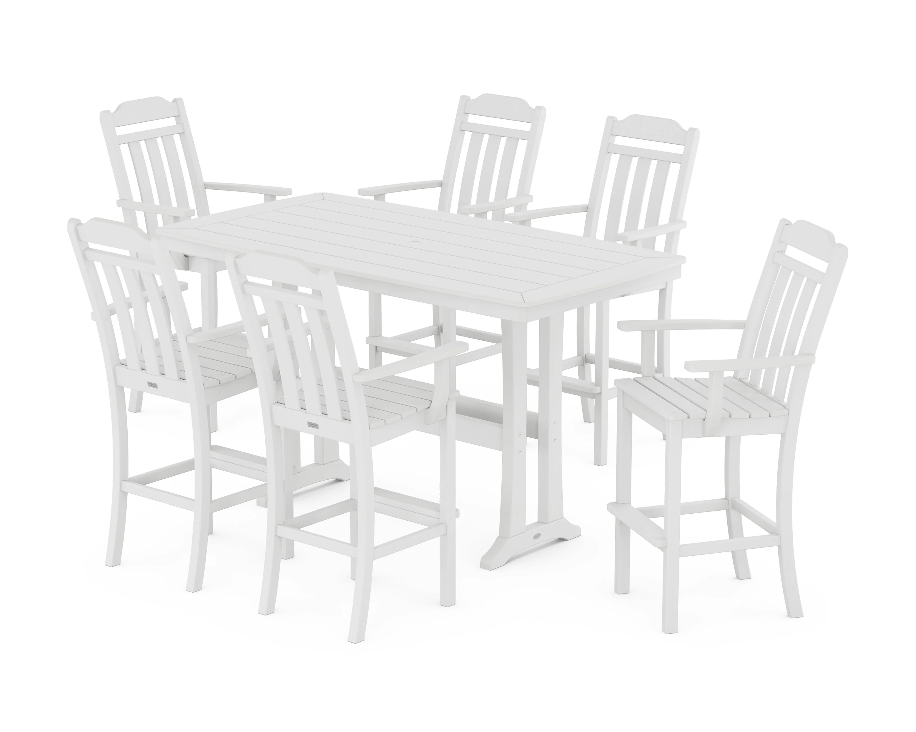 Cottage Arm Chair 7-Piece Bar Set with Trestle Legs - Image 7