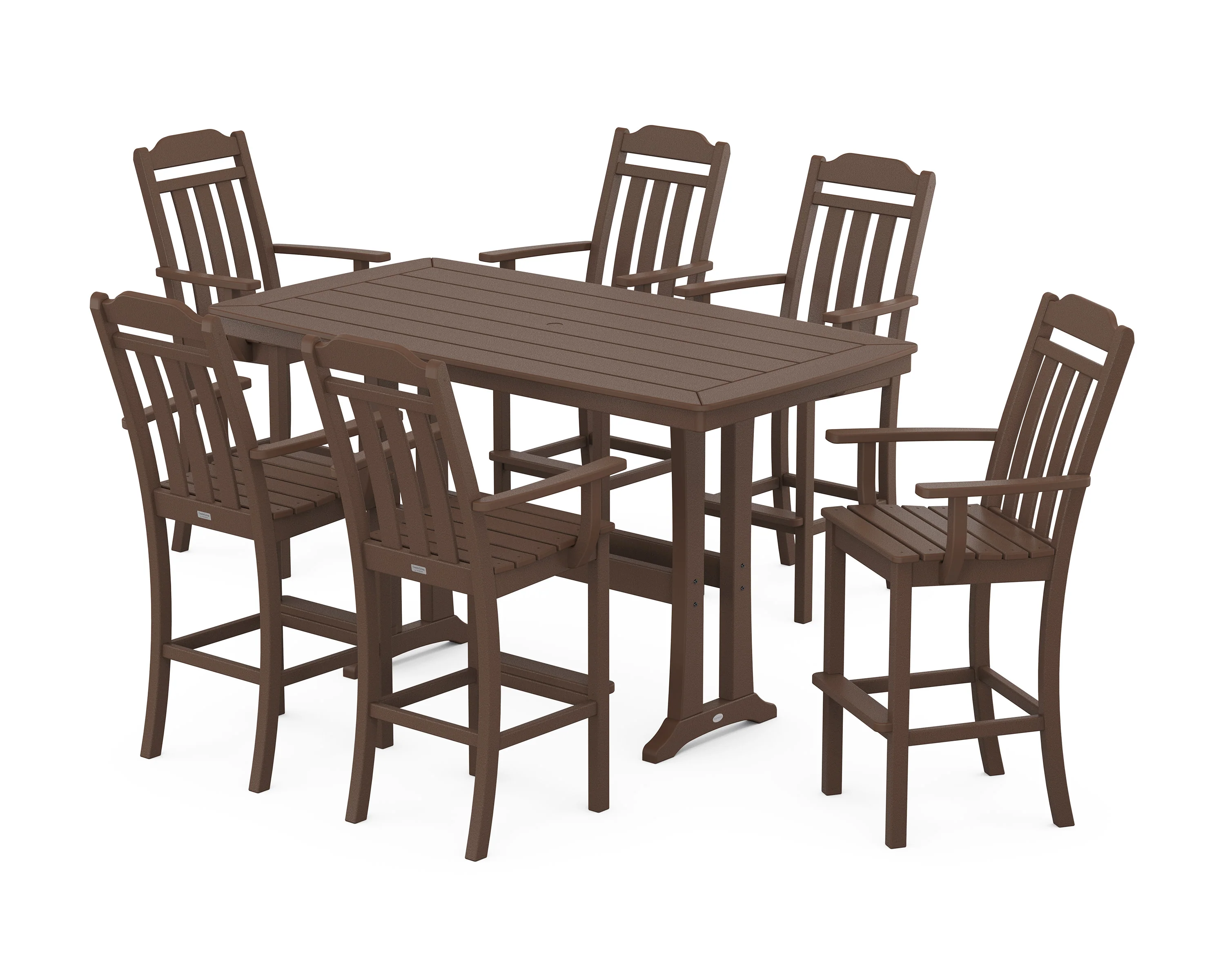 Cottage Arm Chair 7-Piece Bar Set with Trestle Legs - Image 8