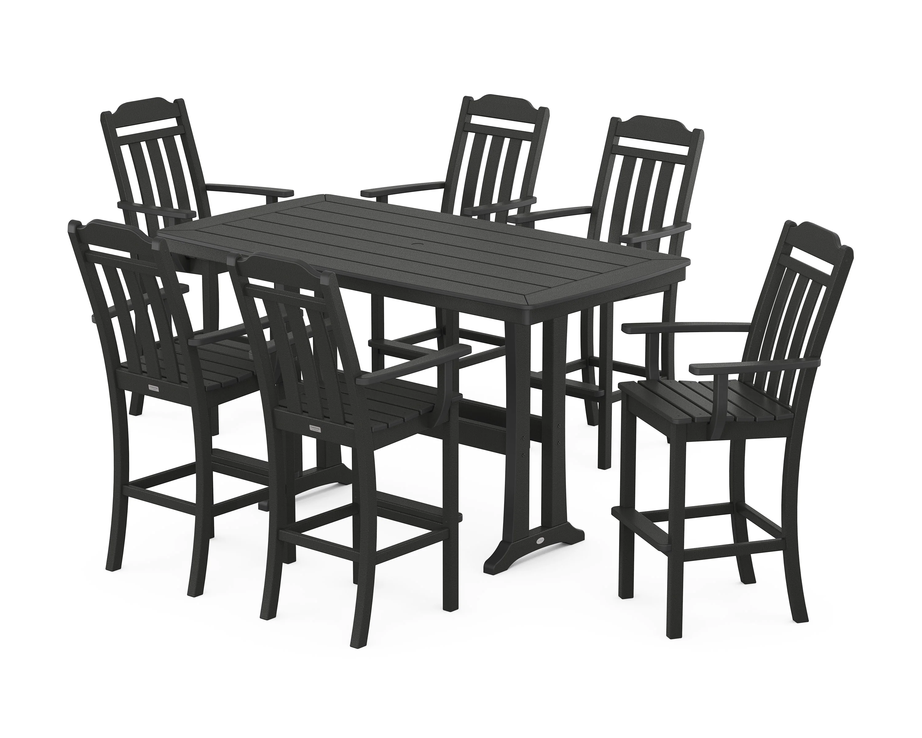 Cottage Arm Chair 7-Piece Bar Set with Trestle Legs - Image 9