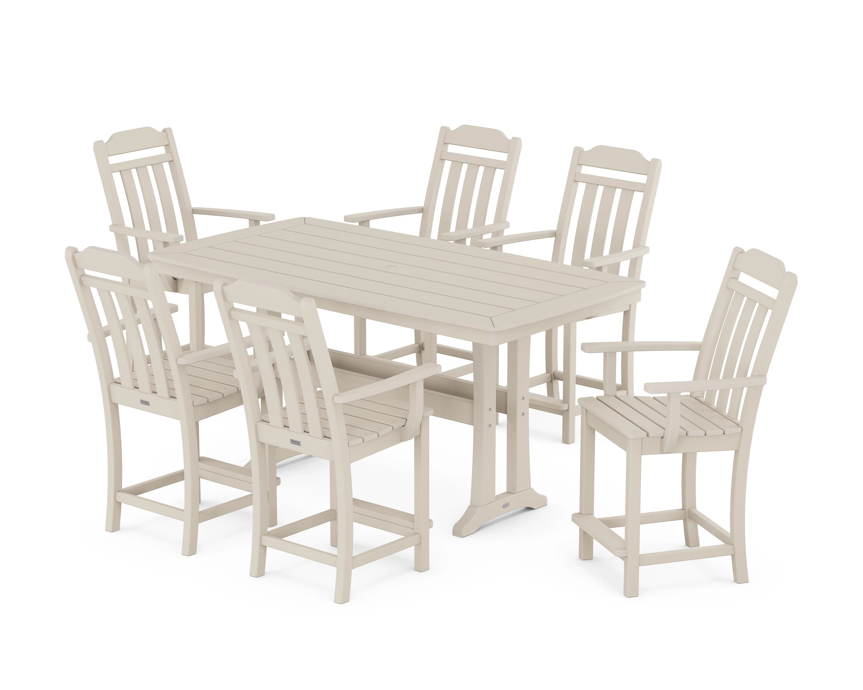 Cottage Arm Chair 7-Piece Counter Set with Trestle Legs - Image 4
