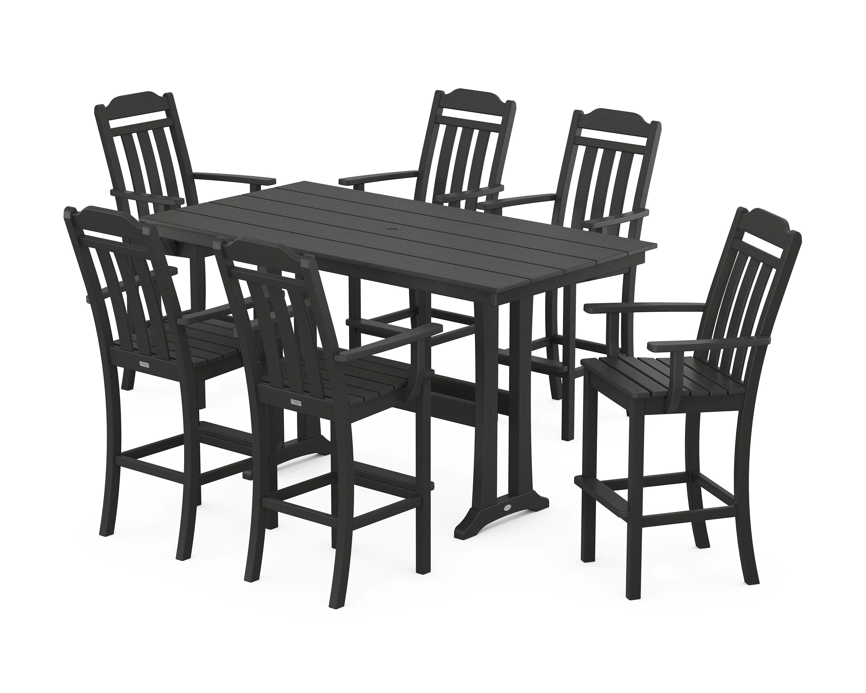 Cottage Arm Chair 7-Piece Farmhouse Bar Set with Trestle Legs - Image 6