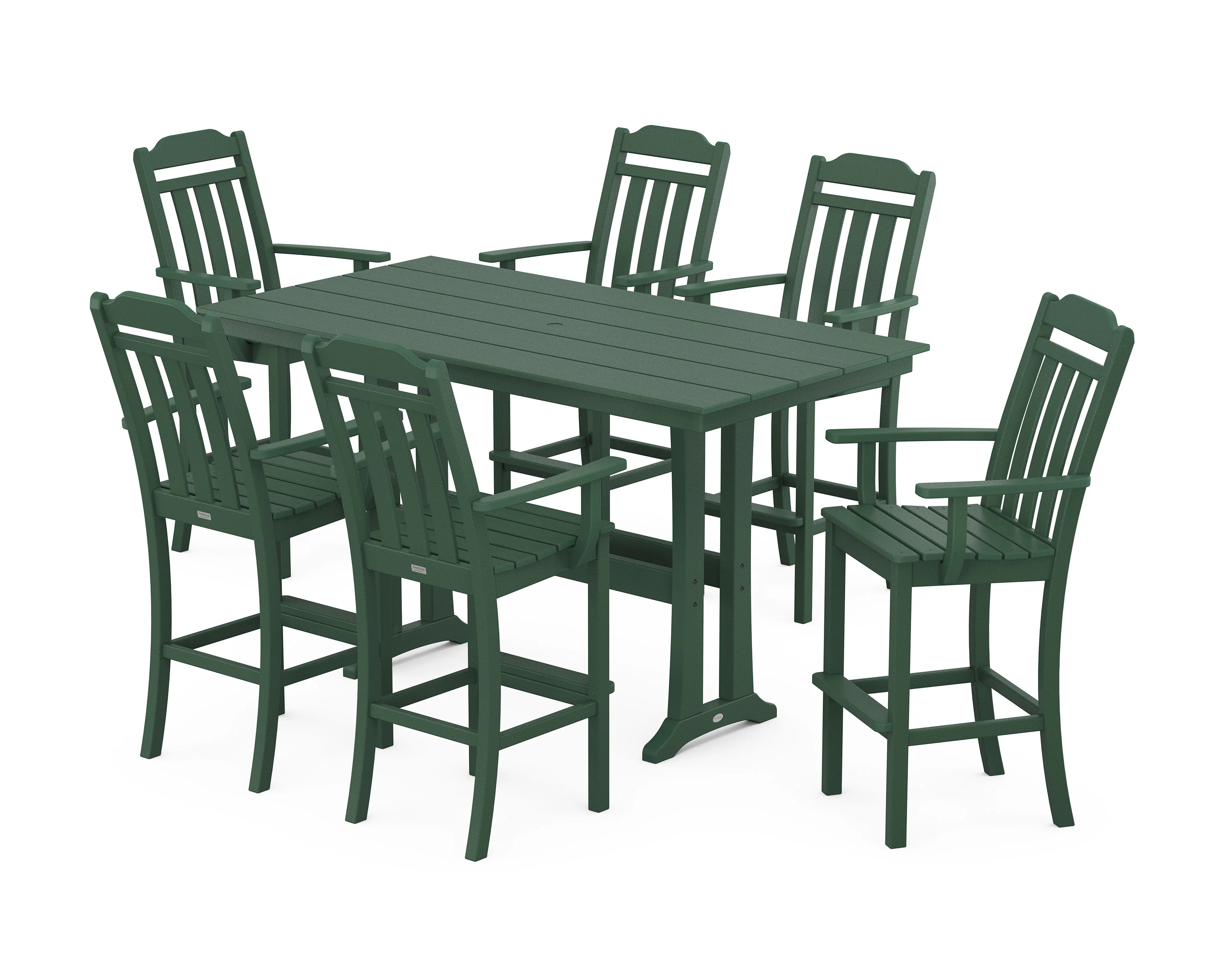 Cottage Arm Chair 7-Piece Farmhouse Bar Set with Trestle Legs - Image 9
