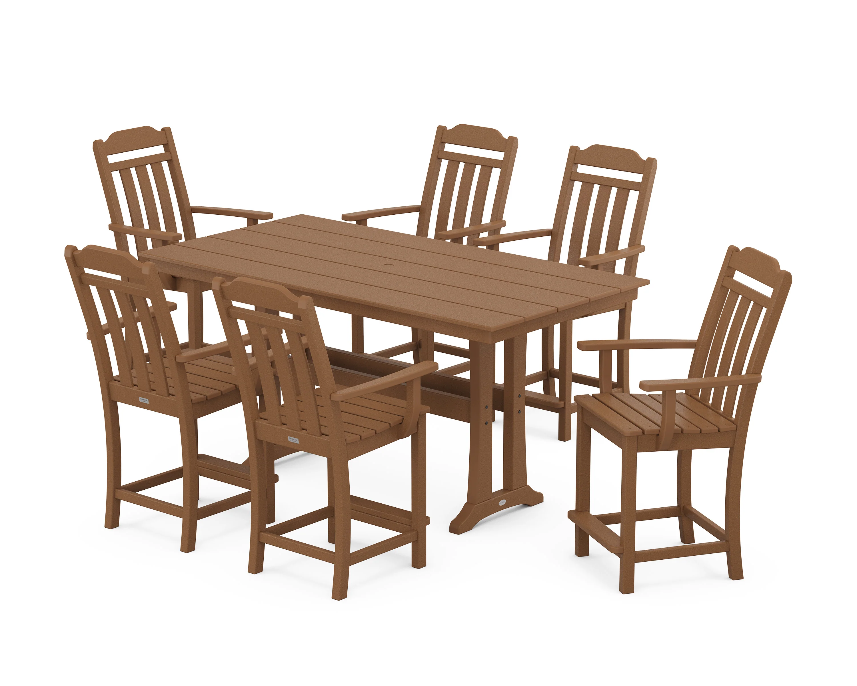 Cottage Arm Chair 7-Piece Farmhouse Counter Set with Trestle Legs - Image 4