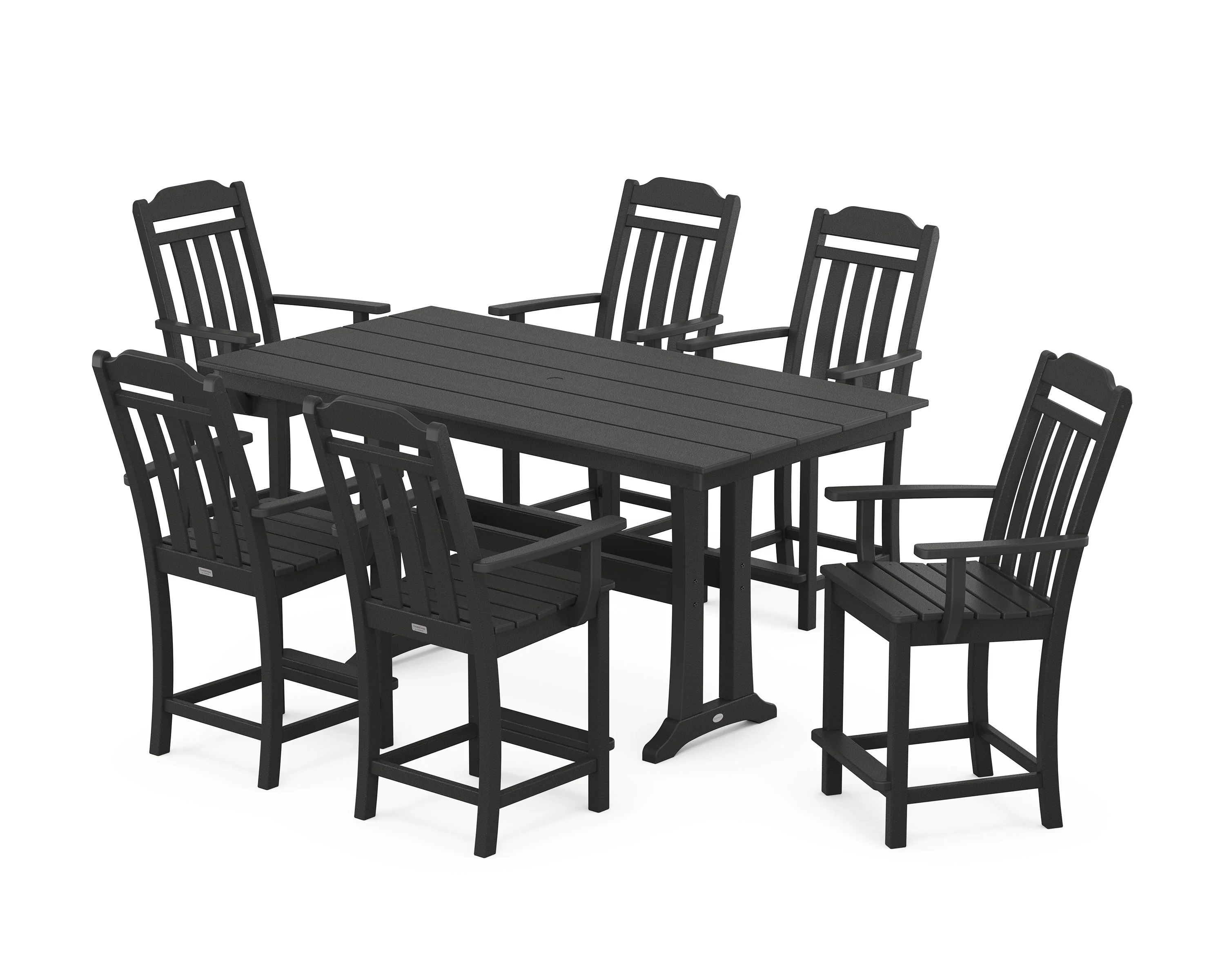 Cottage Arm Chair 7-Piece Farmhouse Counter Set with Trestle Legs - Image 5