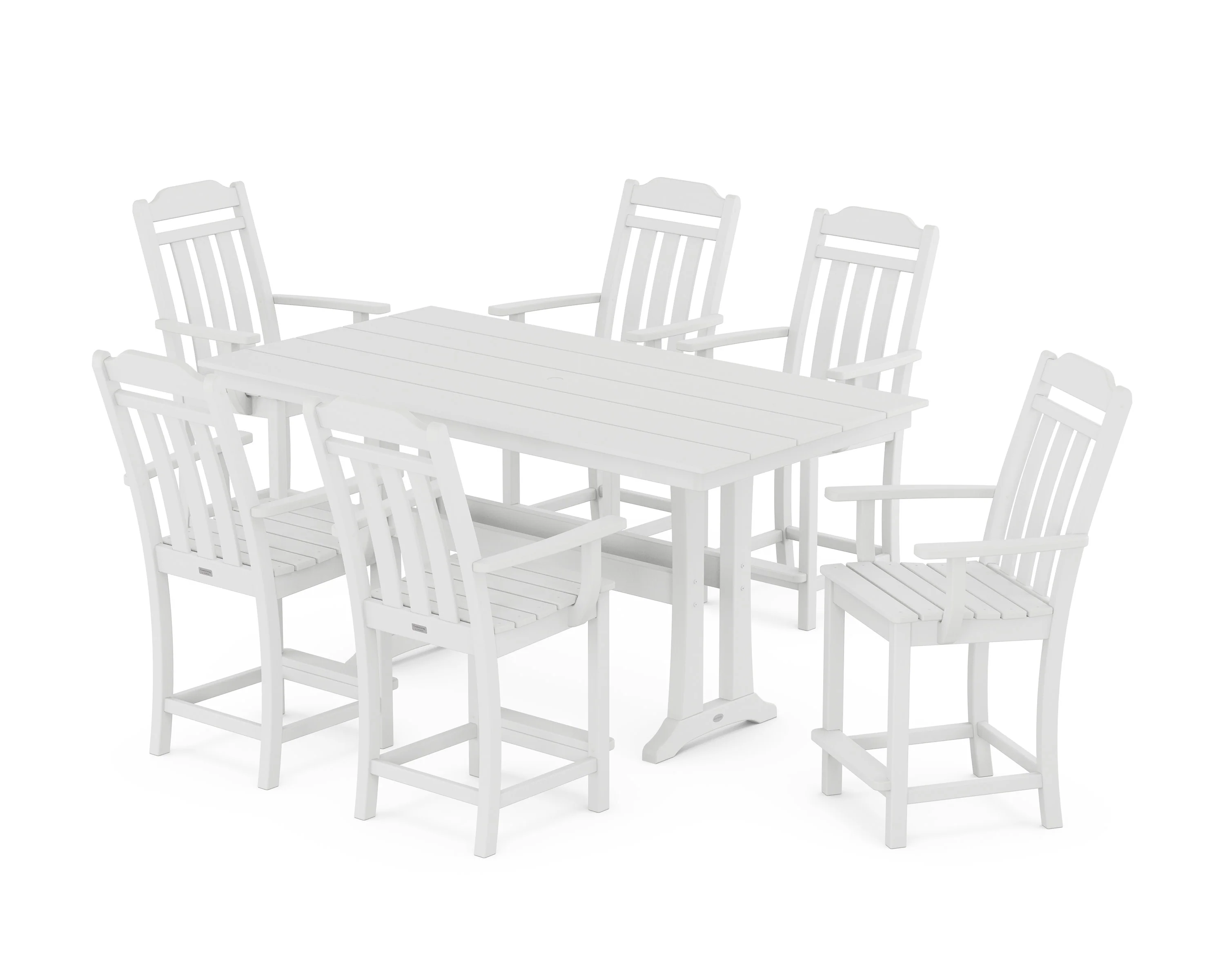 Cottage Arm Chair 7-Piece Farmhouse Counter Set with Trestle Legs - Image 6