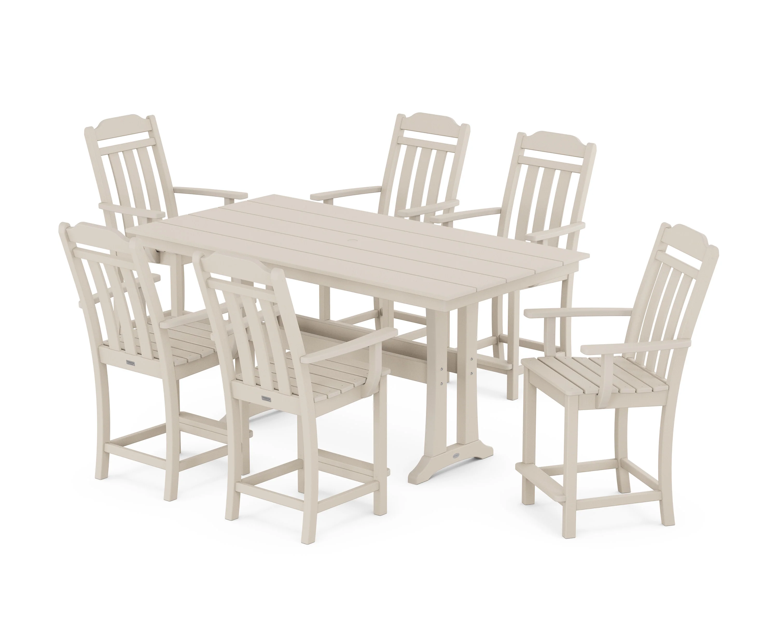 Cottage Arm Chair 7-Piece Farmhouse Counter Set with Trestle Legs - Image 7