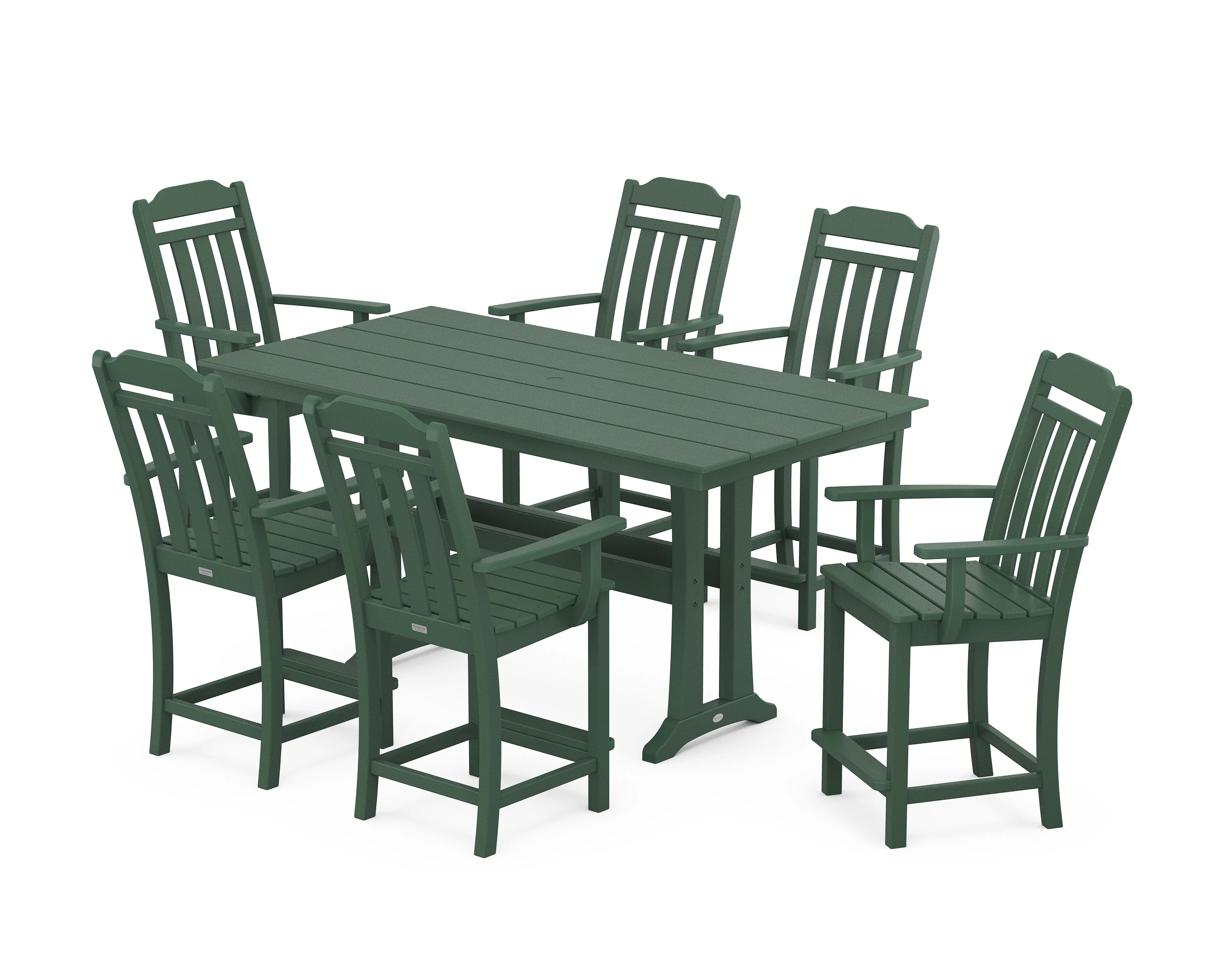 Cottage Arm Chair 7-Piece Farmhouse Counter Set with Trestle Legs - Image 9