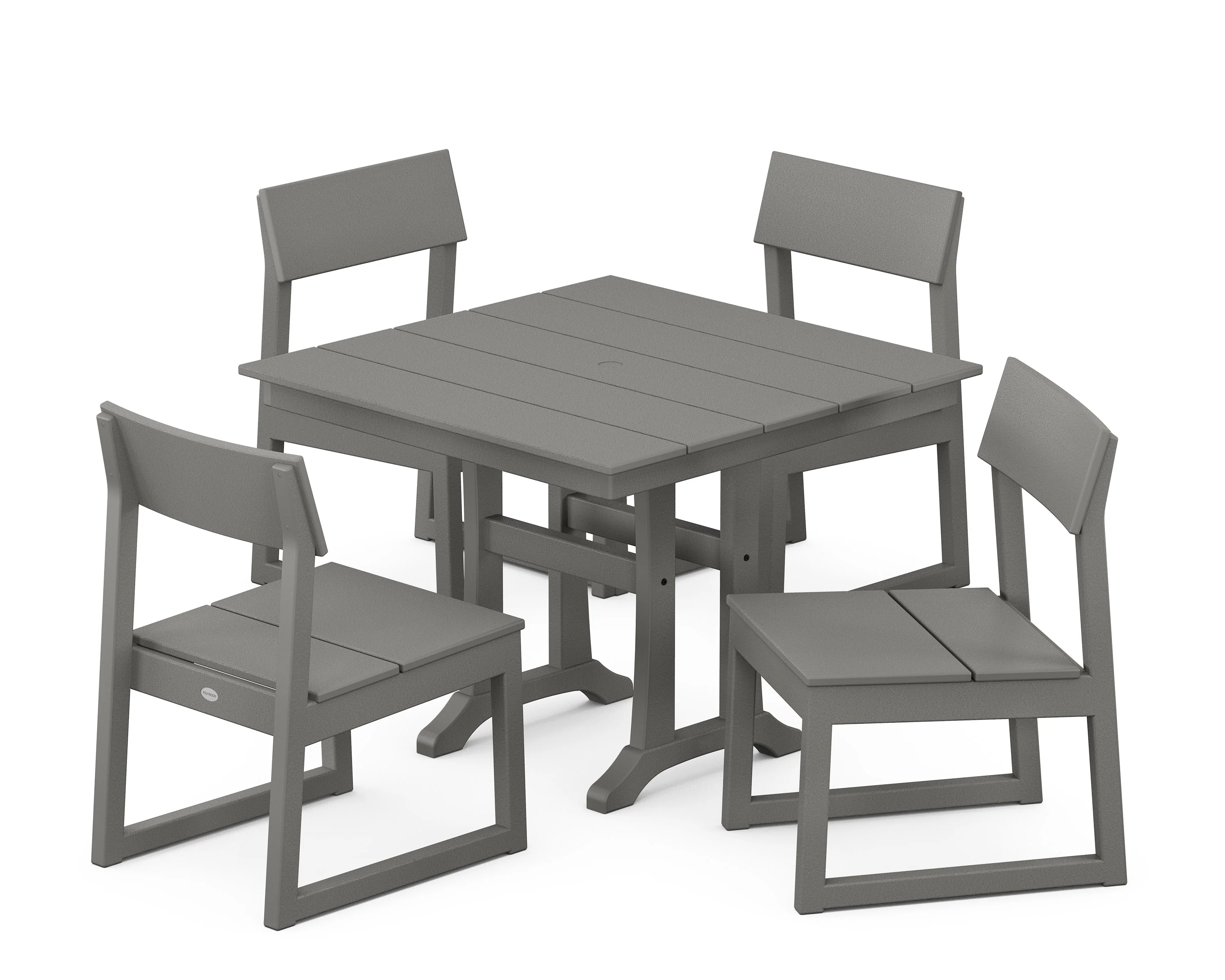 EDGE 5-Piece Farmhouse Trestle Side Chair Dining Set - Image 14