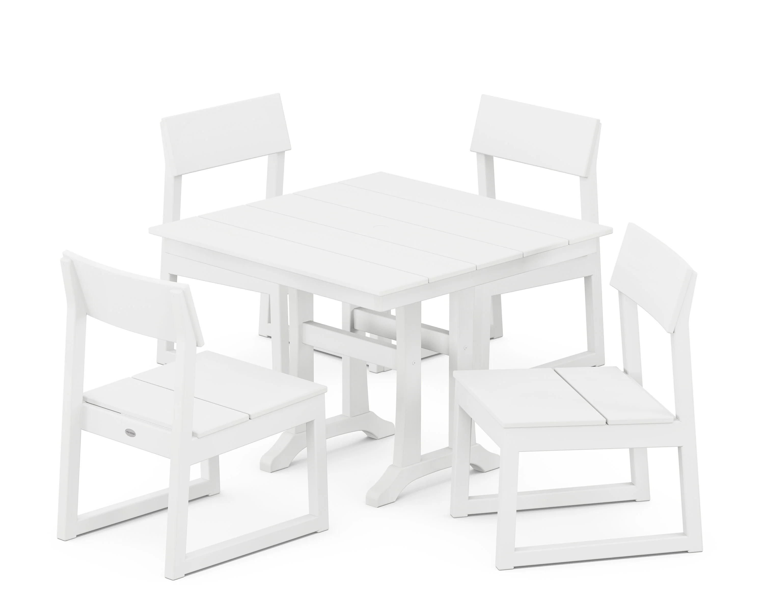 EDGE 5-Piece Farmhouse Trestle Side Chair Dining Set - Image 5