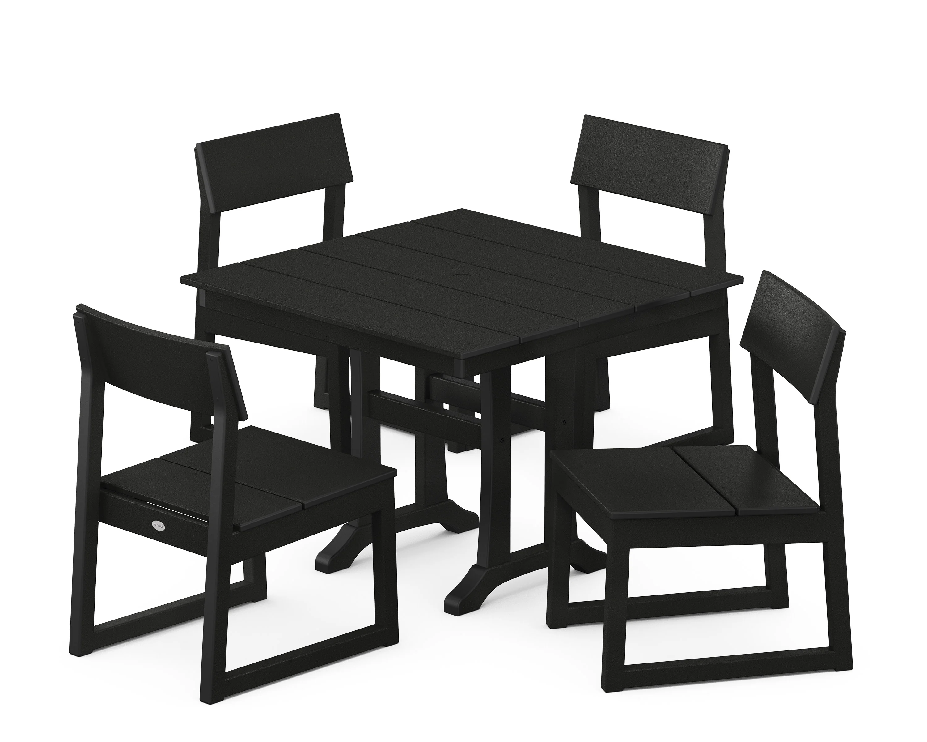 EDGE 5-Piece Farmhouse Trestle Side Chair Dining Set - Image 6