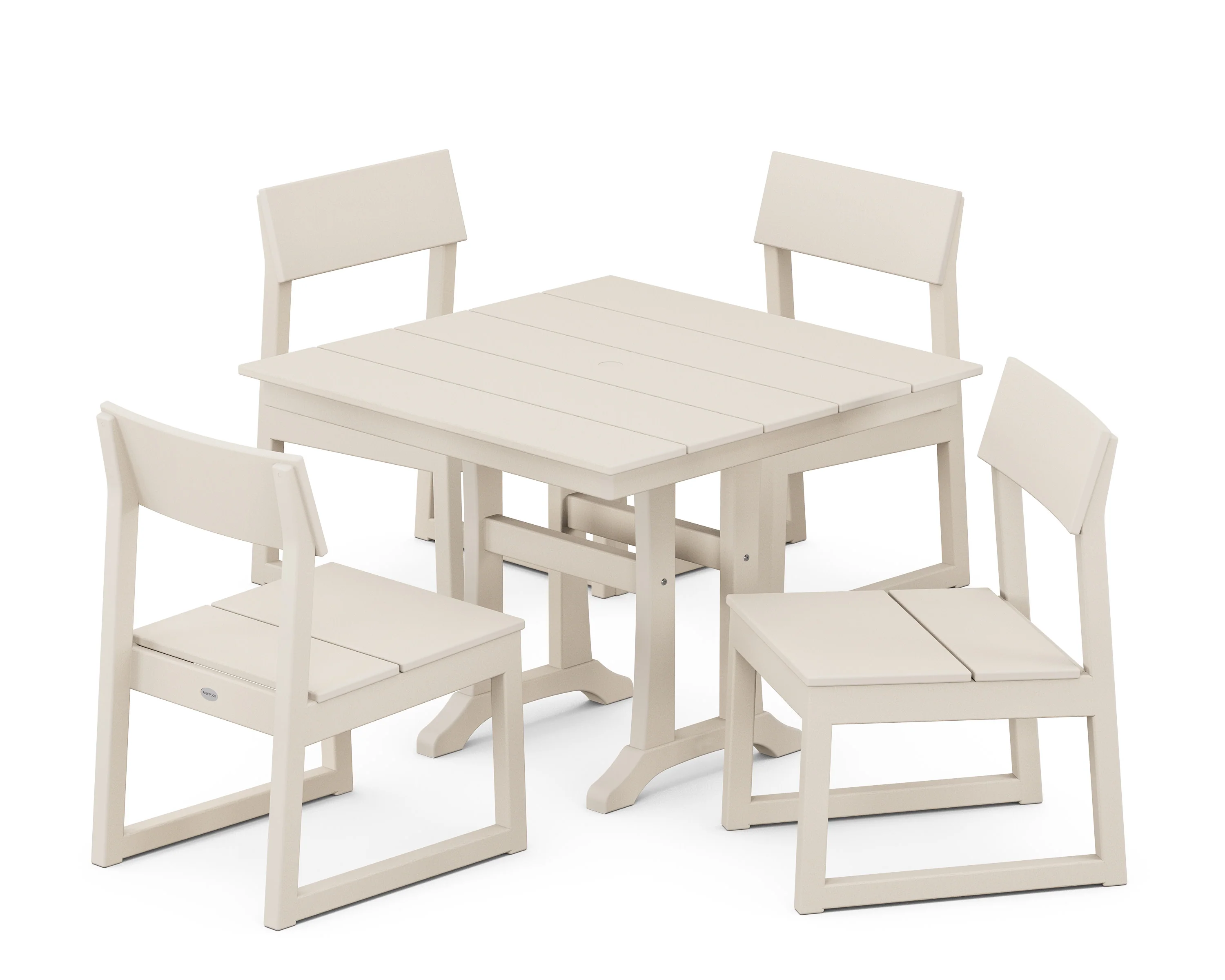 EDGE 5-Piece Farmhouse Trestle Side Chair Dining Set - Image 7