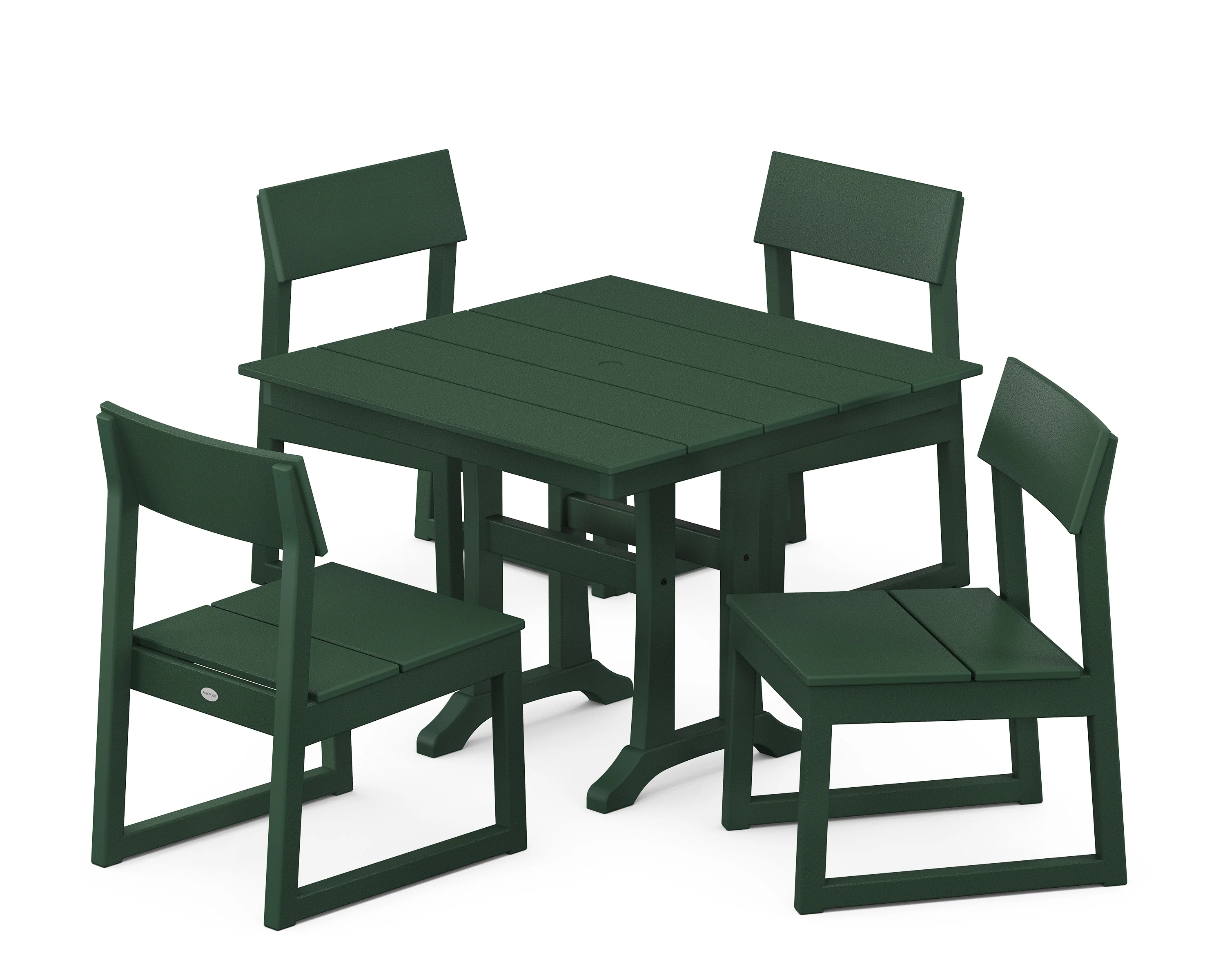EDGE 5-Piece Farmhouse Trestle Side Chair Dining Set - Image 9
