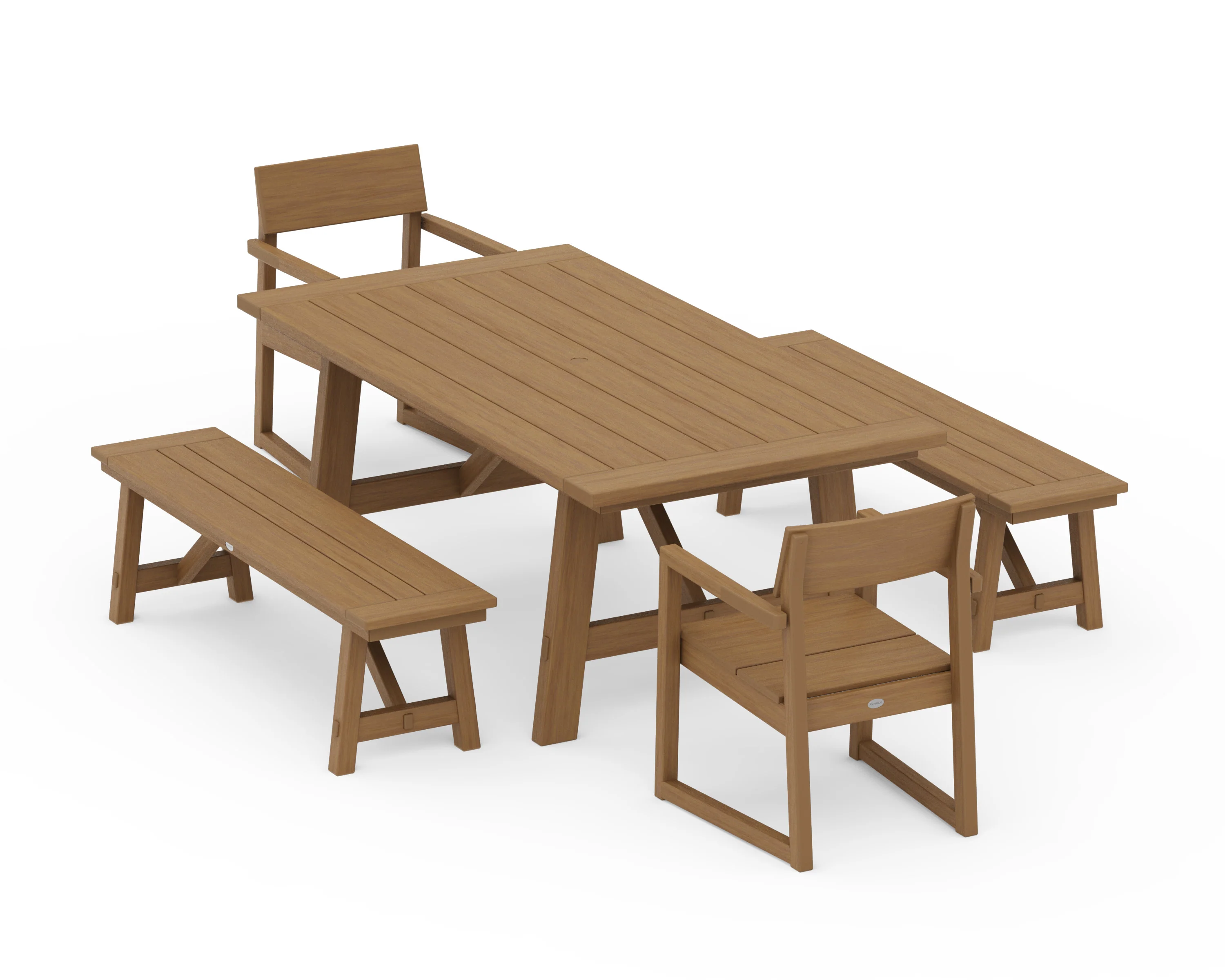 EDGE 5-Piece Rustic Farmhouse Dining Set With Benches - Image 15