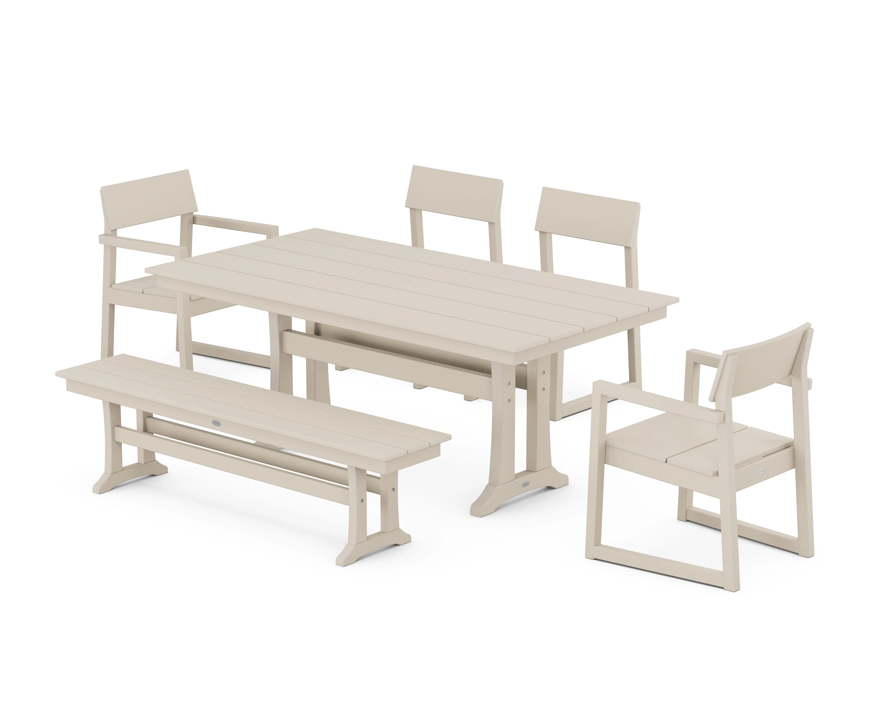 EDGE 6-Piece Farmhouse Dining Set With Trestle Legs - Image 6