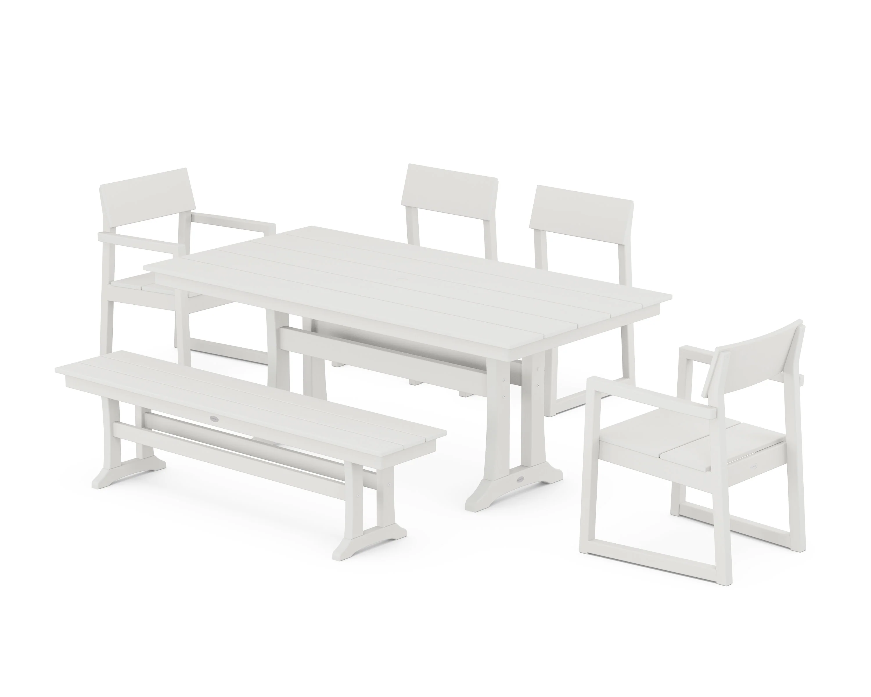 EDGE 6-Piece Farmhouse Dining Set With Trestle Legs - Image 9