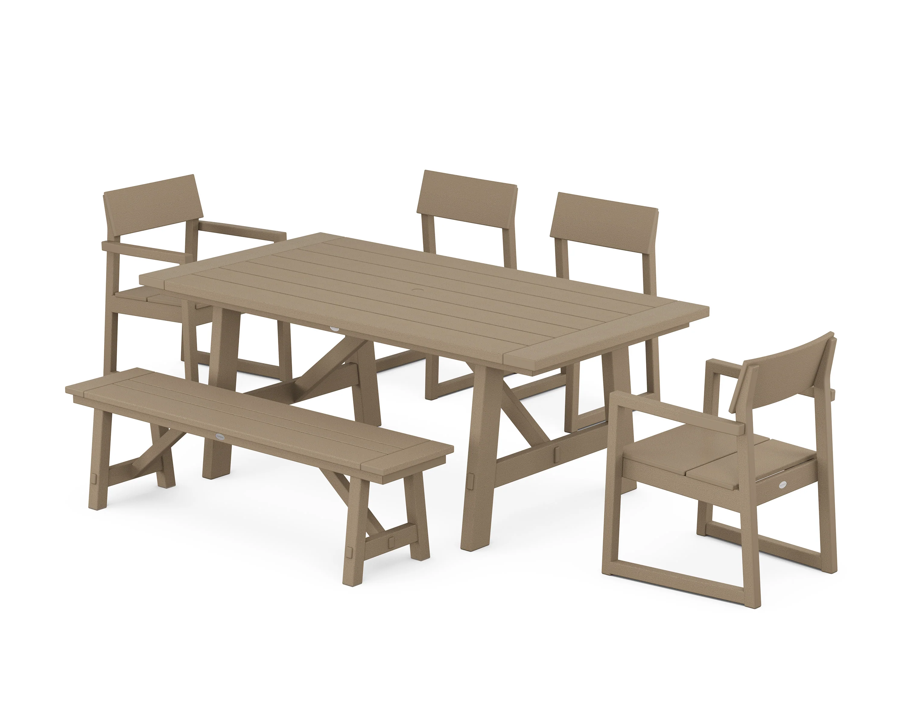 EDGE 6-Piece Rustic Farmhouse Dining Set with Bench - Image 11