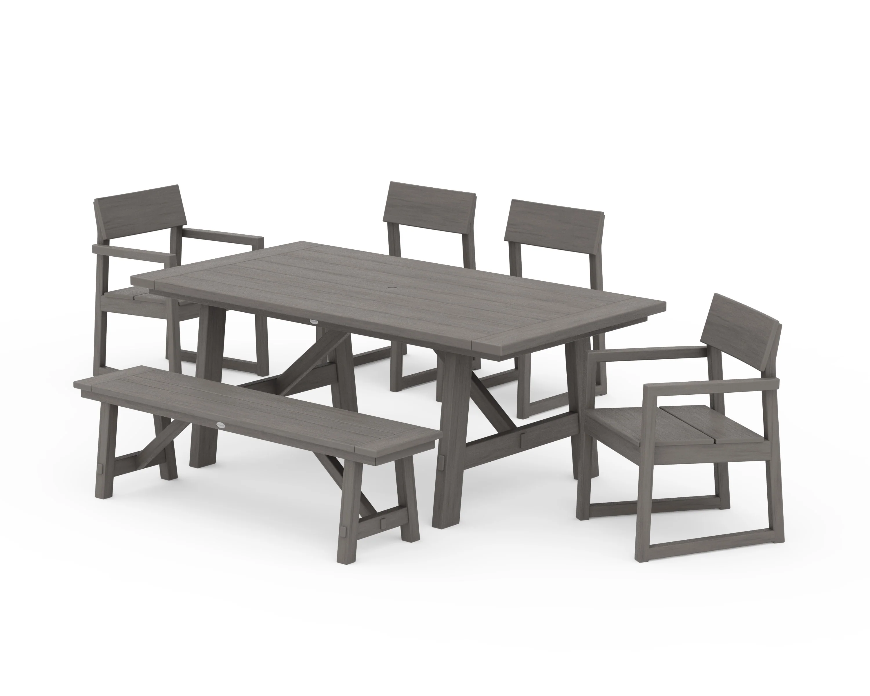 EDGE 6-Piece Rustic Farmhouse Dining Set with Bench - Image 13