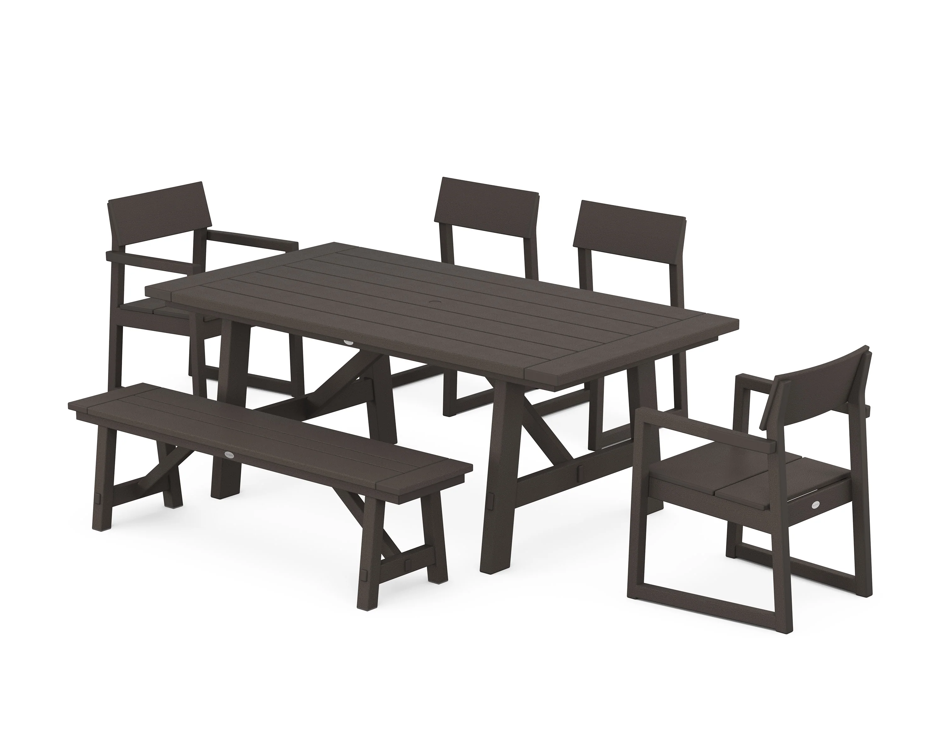 EDGE 6-Piece Rustic Farmhouse Dining Set with Bench - Image 5