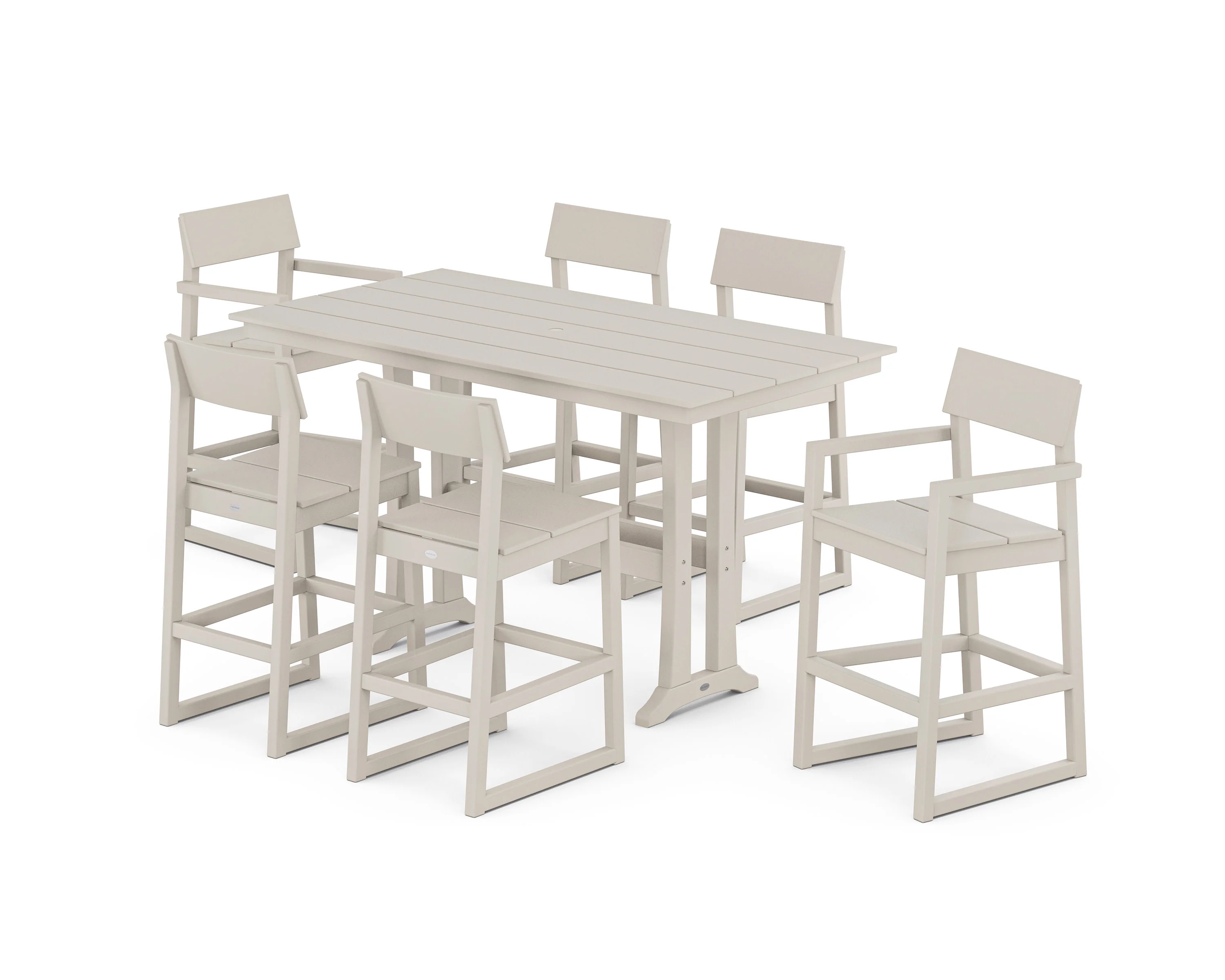 EDGE 7-Piece Farmhouse Bar Set with Trestle Legs - Image 10