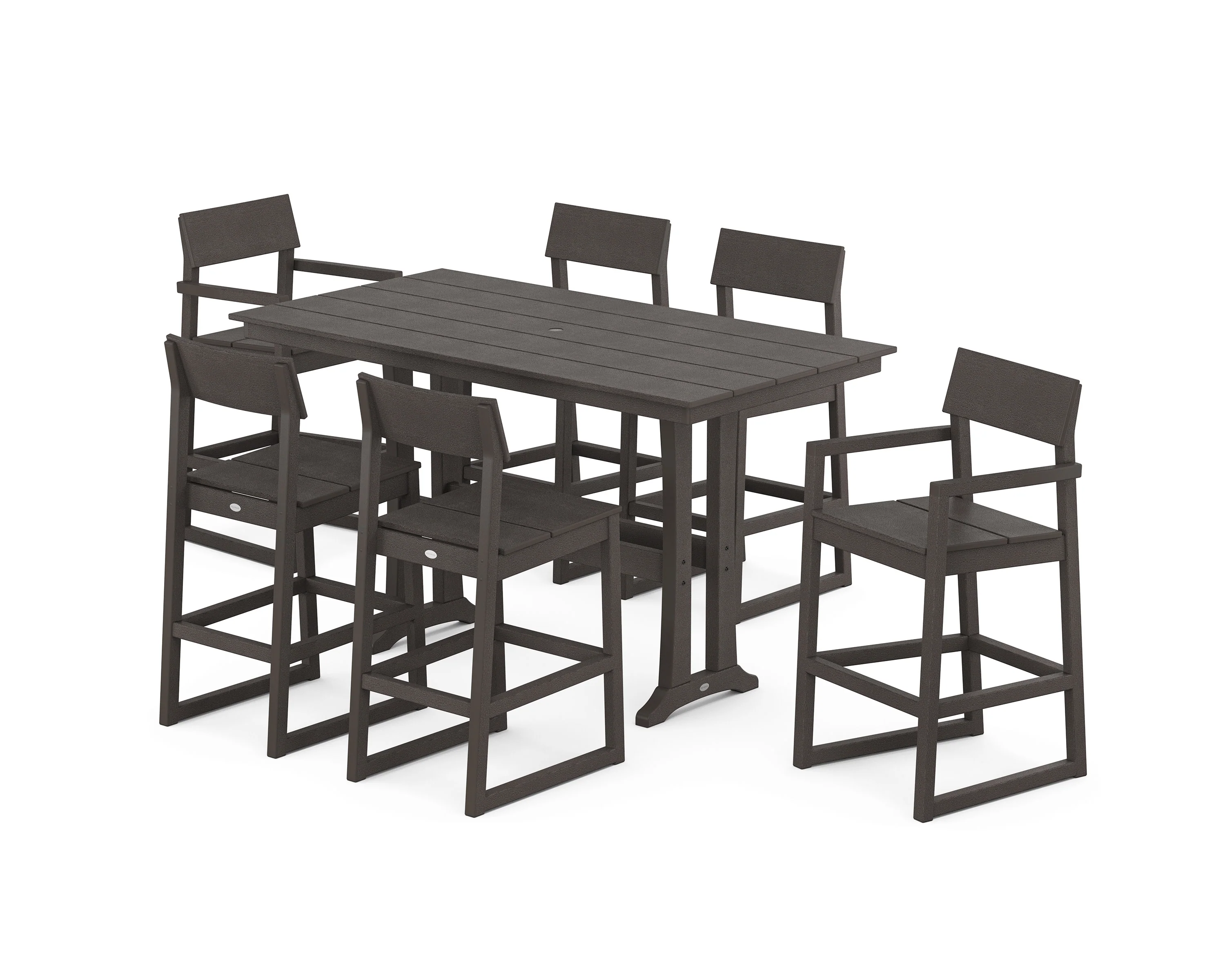 EDGE 7-Piece Farmhouse Bar Set with Trestle Legs - Image 11