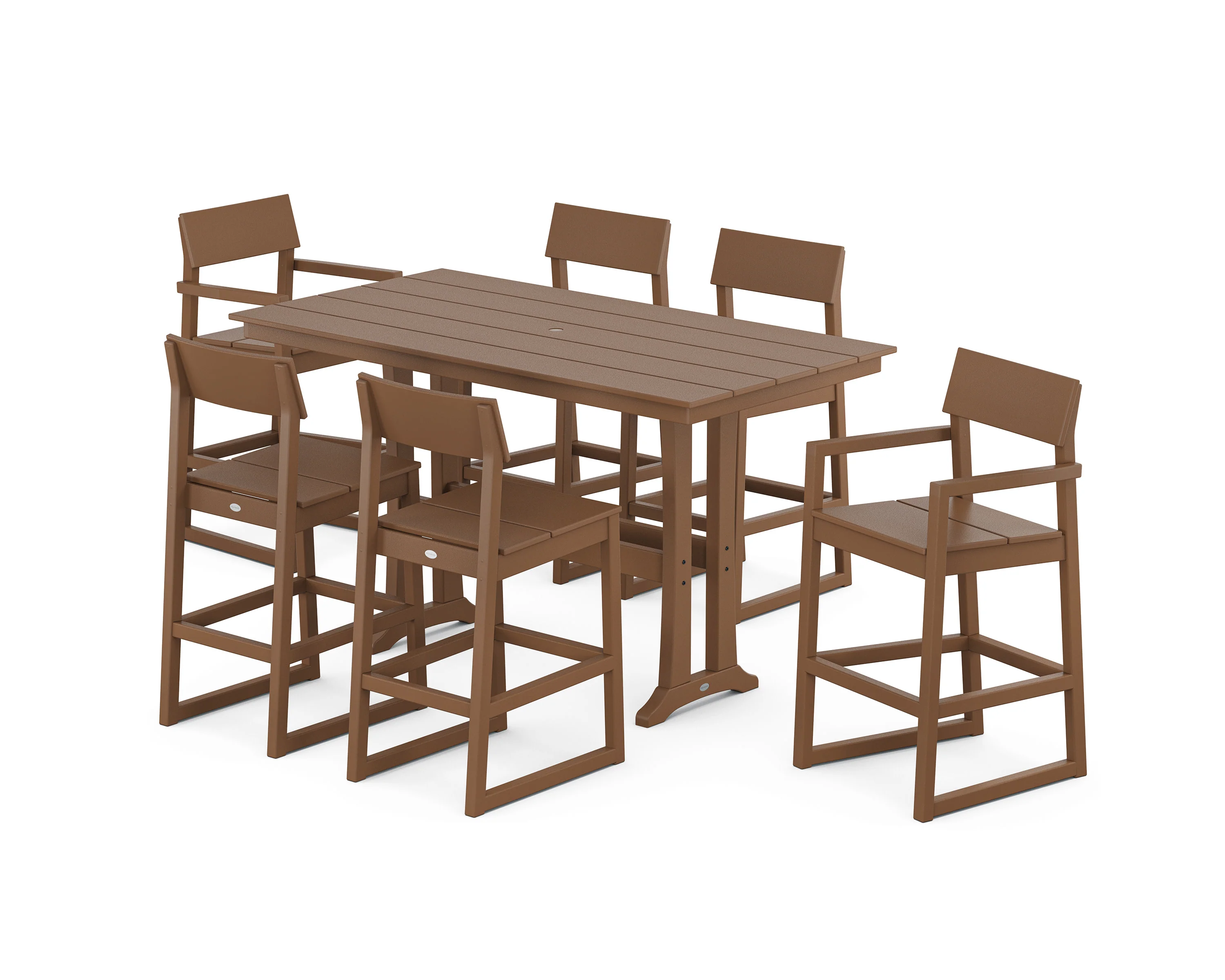 EDGE 7-Piece Farmhouse Bar Set with Trestle Legs - Image 3