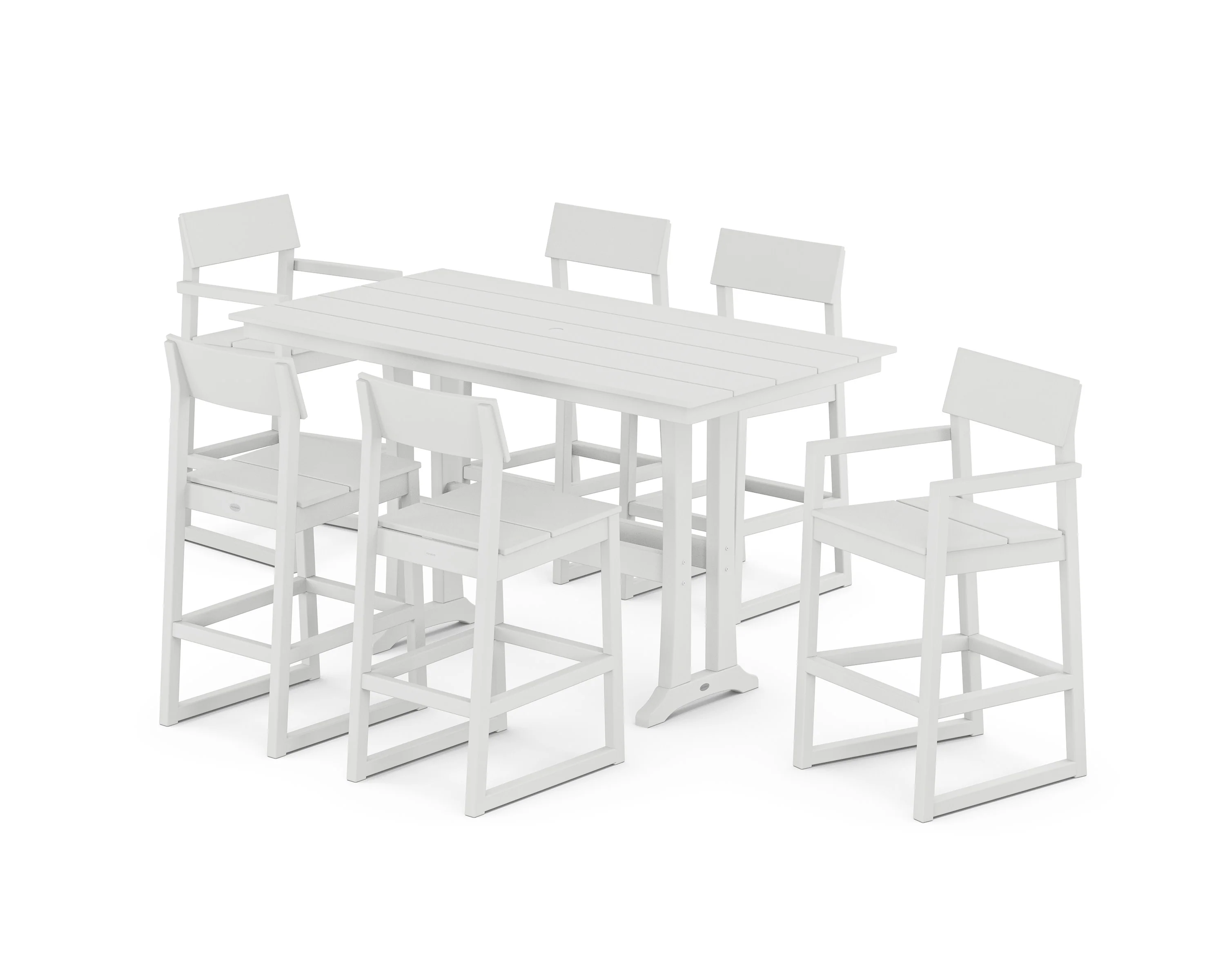 EDGE 7-Piece Farmhouse Bar Set with Trestle Legs - Image 4