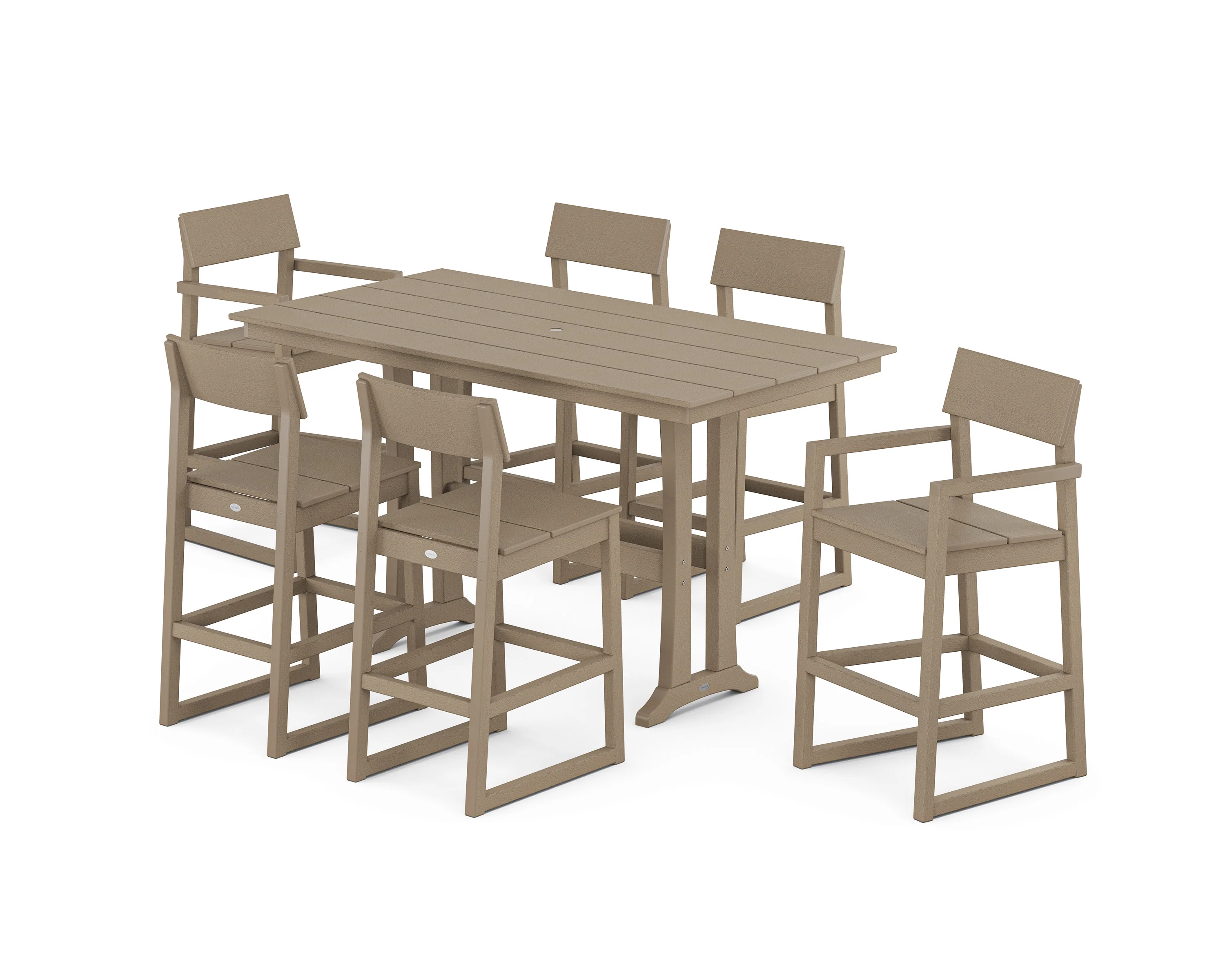 EDGE 7-Piece Farmhouse Bar Set with Trestle Legs - Image 5