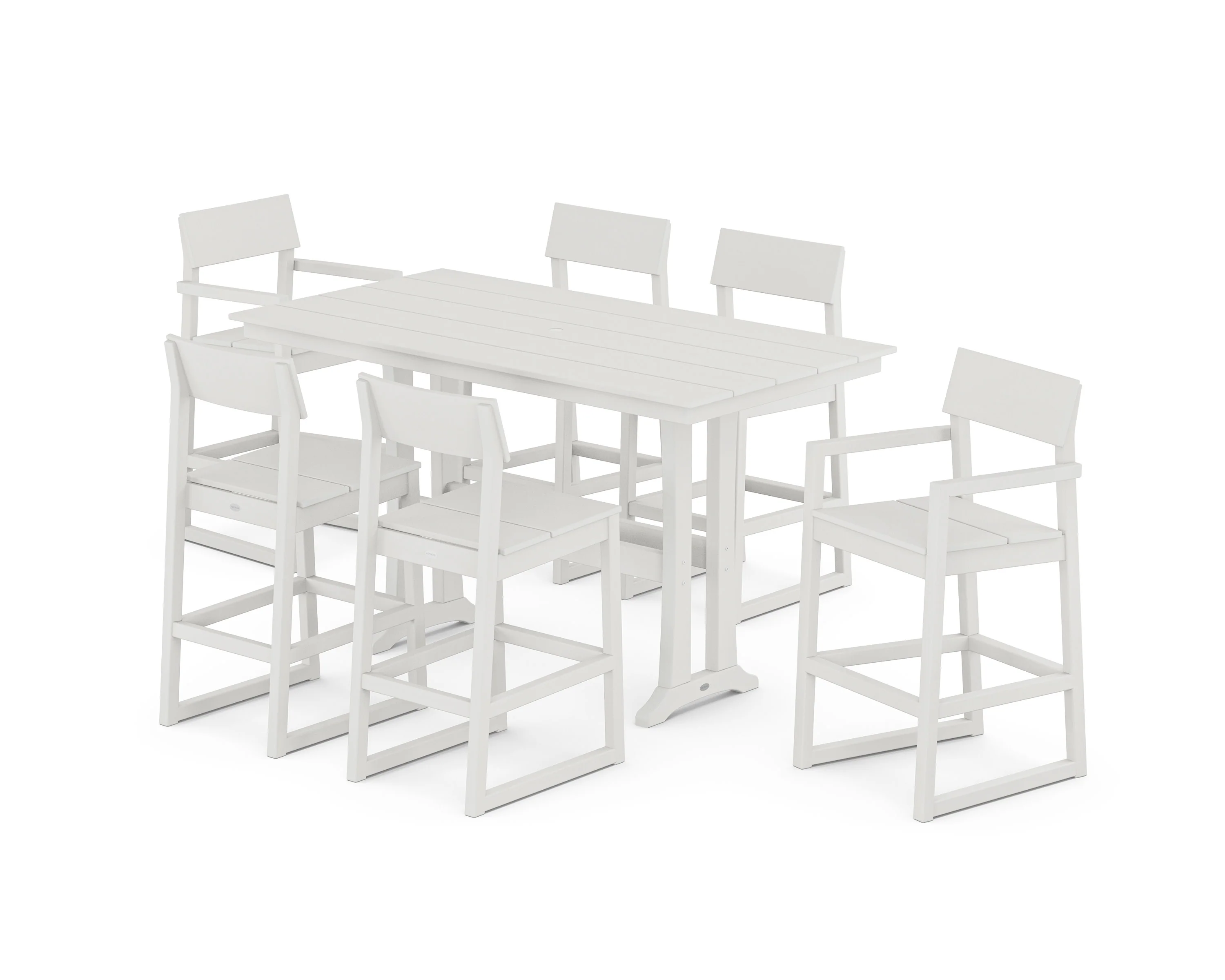EDGE 7-Piece Farmhouse Bar Set with Trestle Legs - Image 6
