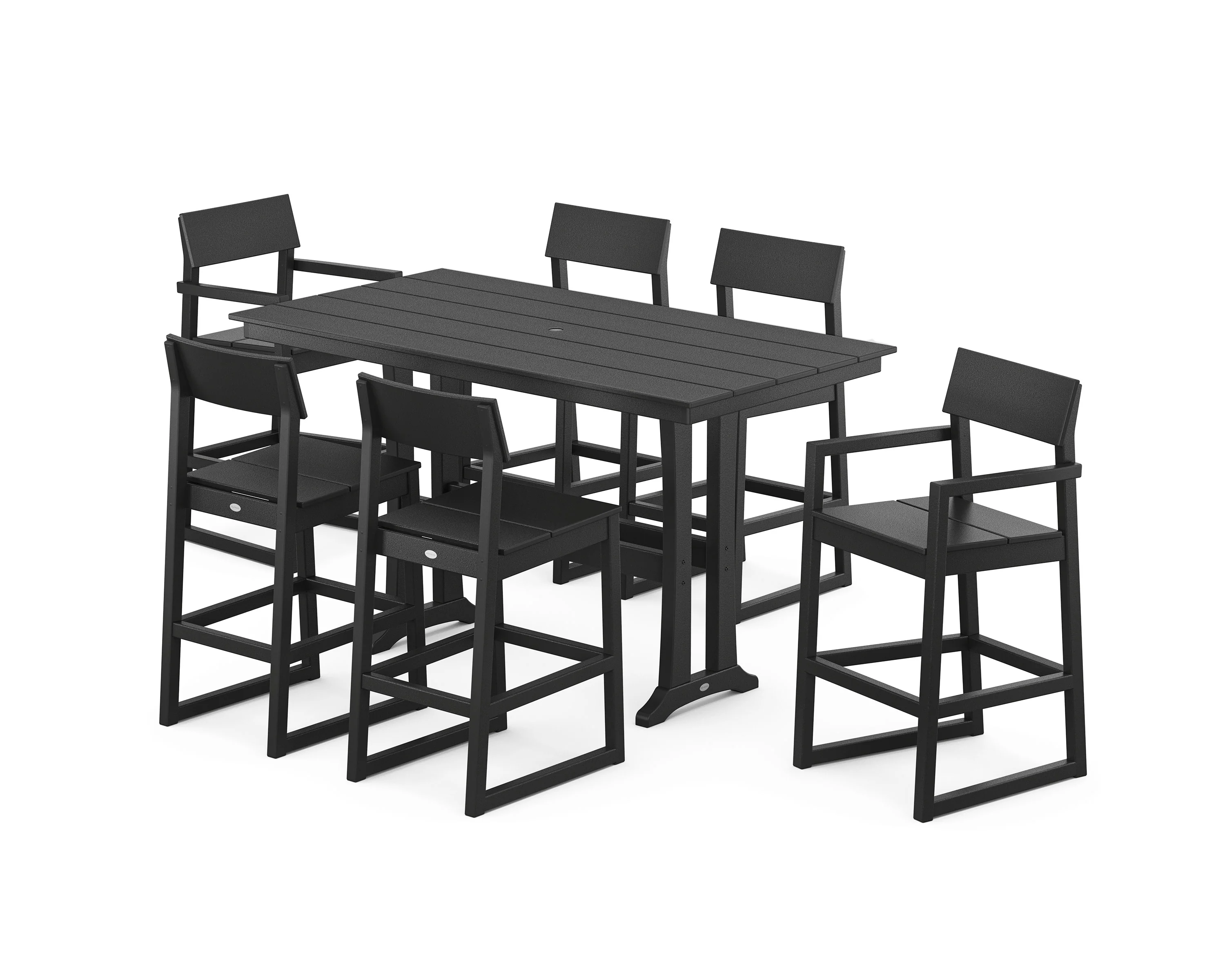 EDGE 7-Piece Farmhouse Bar Set with Trestle Legs - Image 7