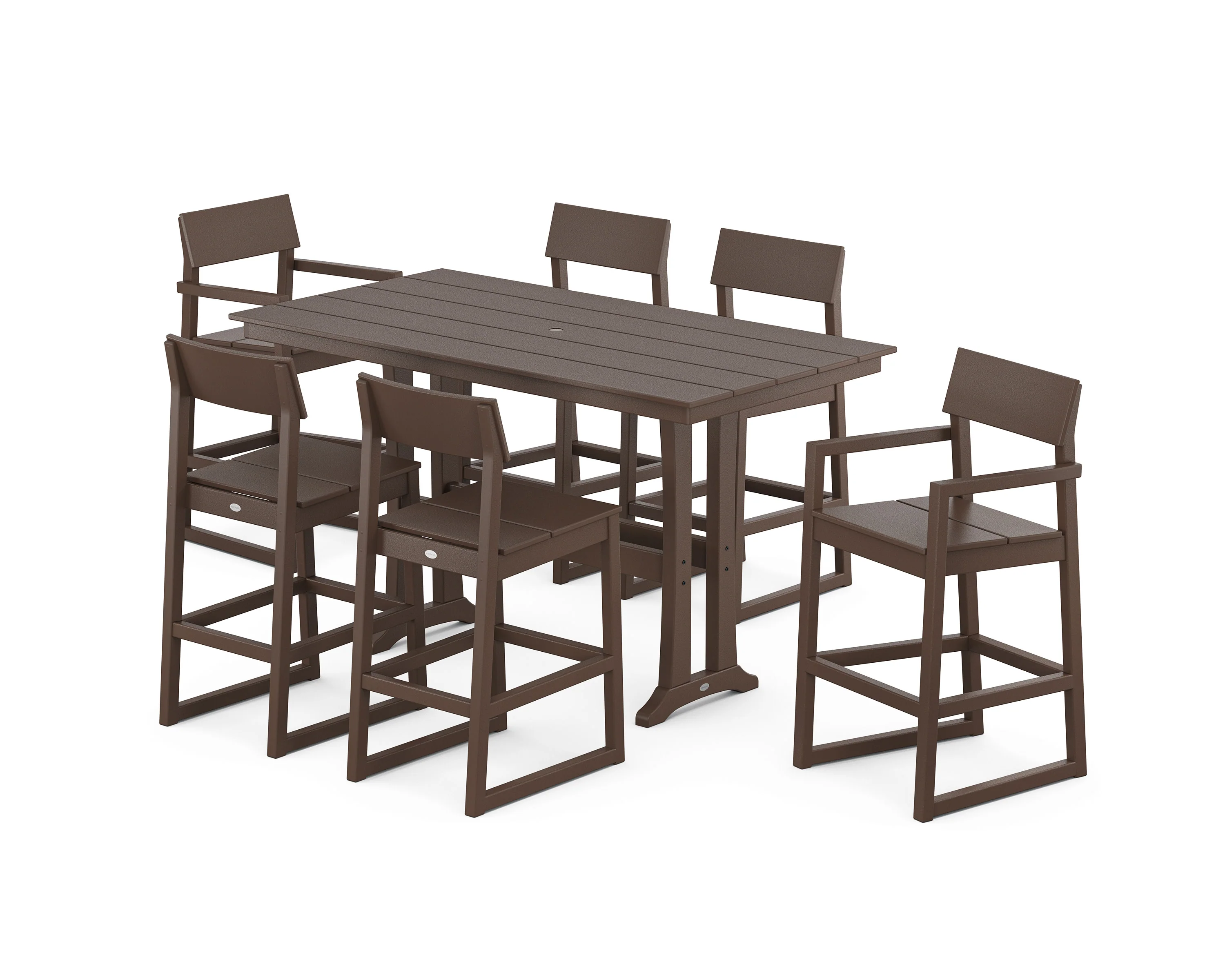 EDGE 7-Piece Farmhouse Bar Set with Trestle Legs - Image 8