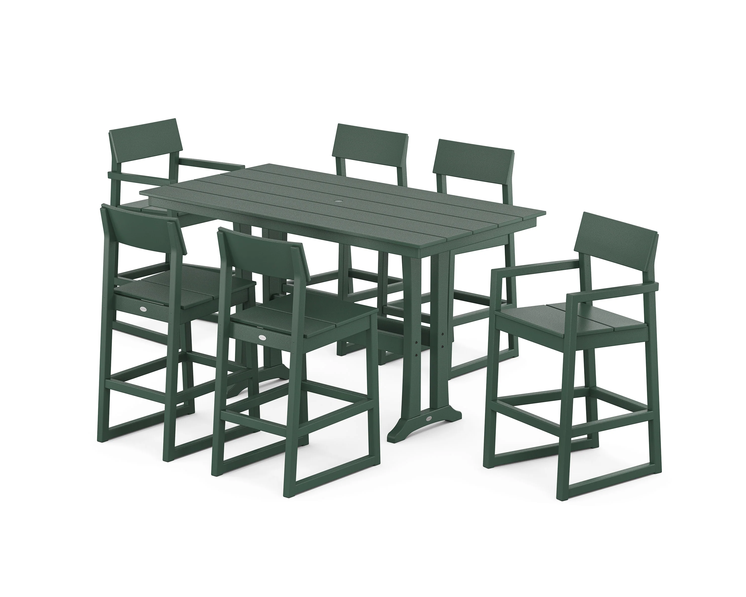 EDGE 7-Piece Farmhouse Bar Set with Trestle Legs - Image 9