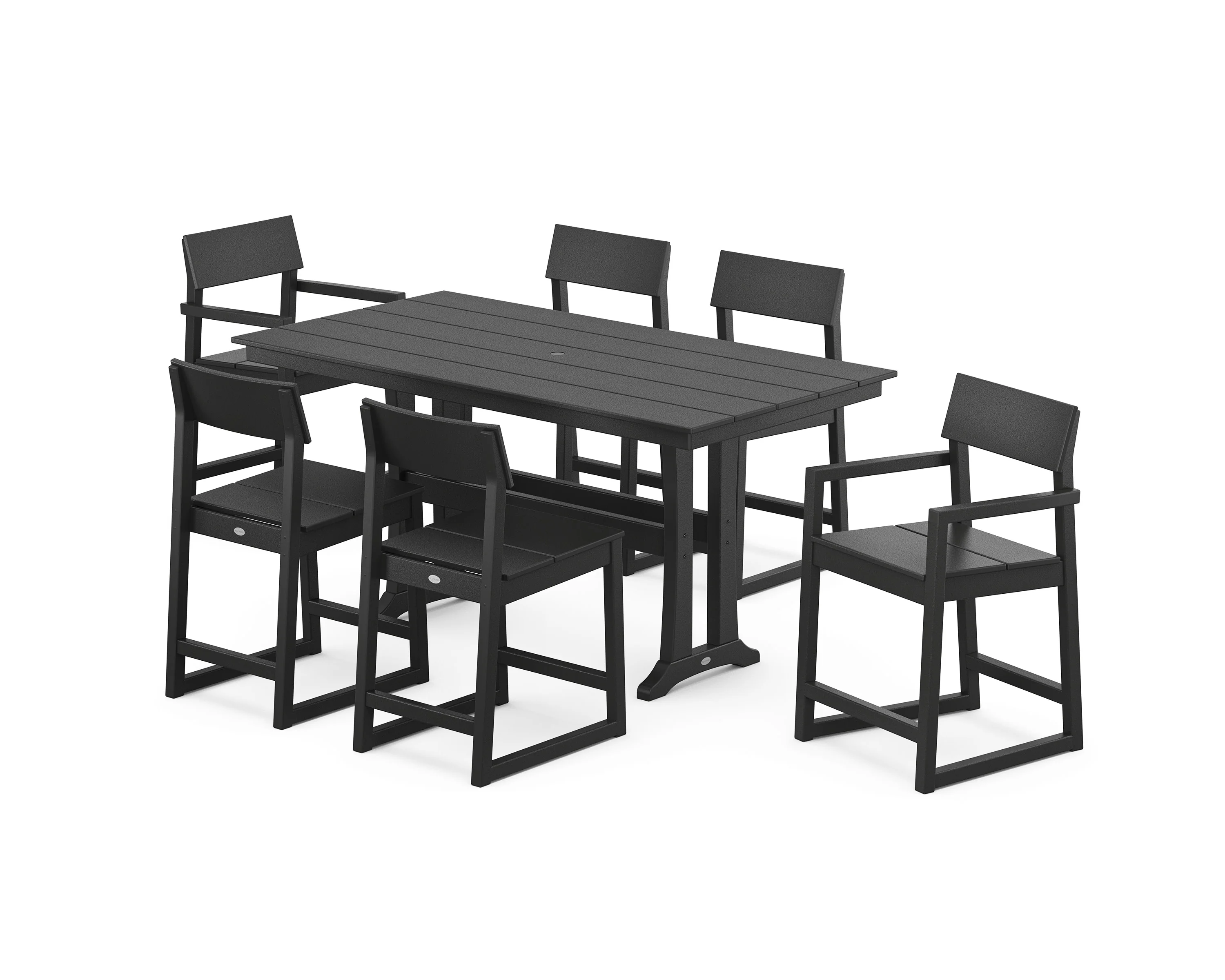 EDGE 7-Piece Farmhouse Counter Set with Trestle Legs - Image 10