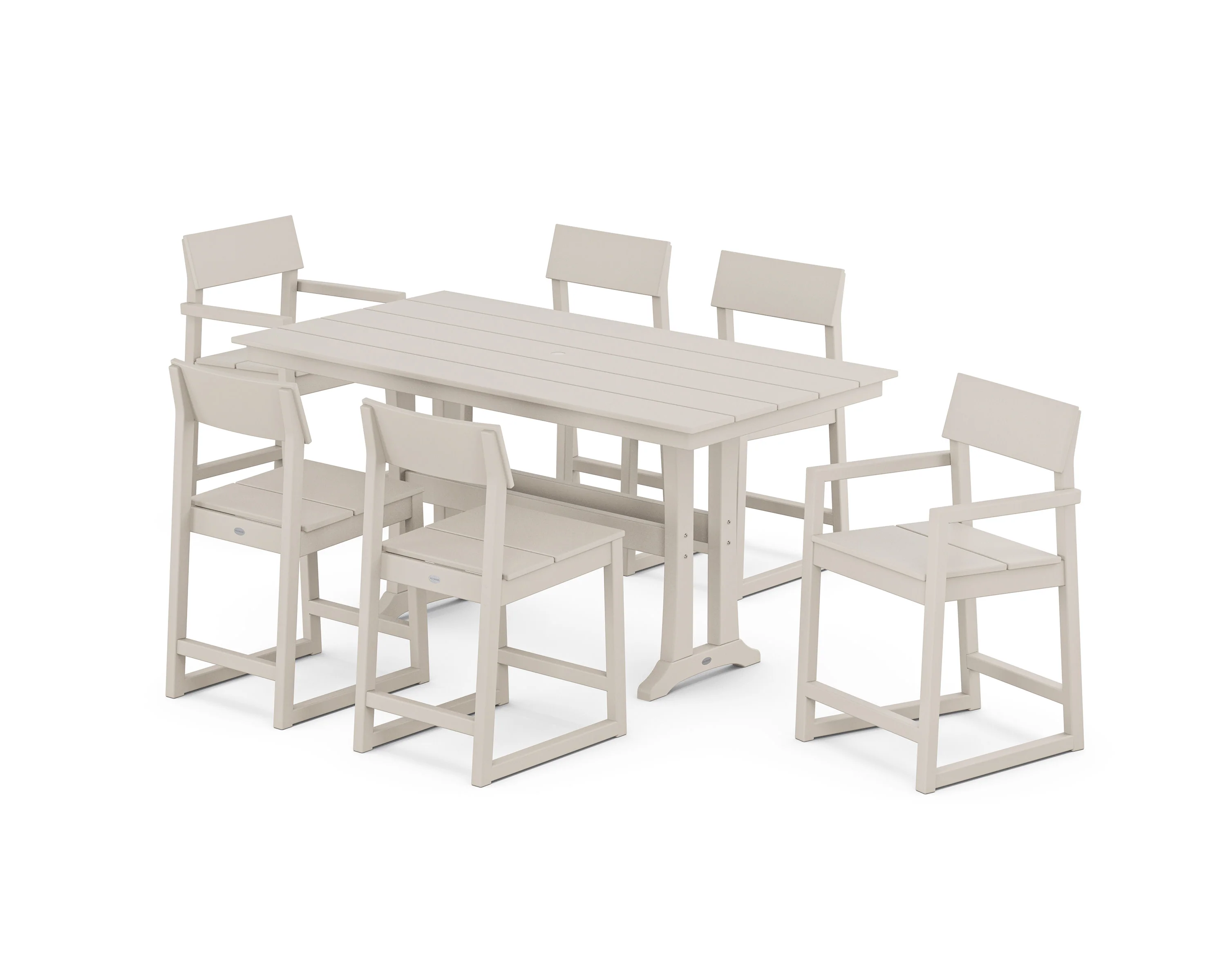 EDGE 7-Piece Farmhouse Counter Set with Trestle Legs - Image 11