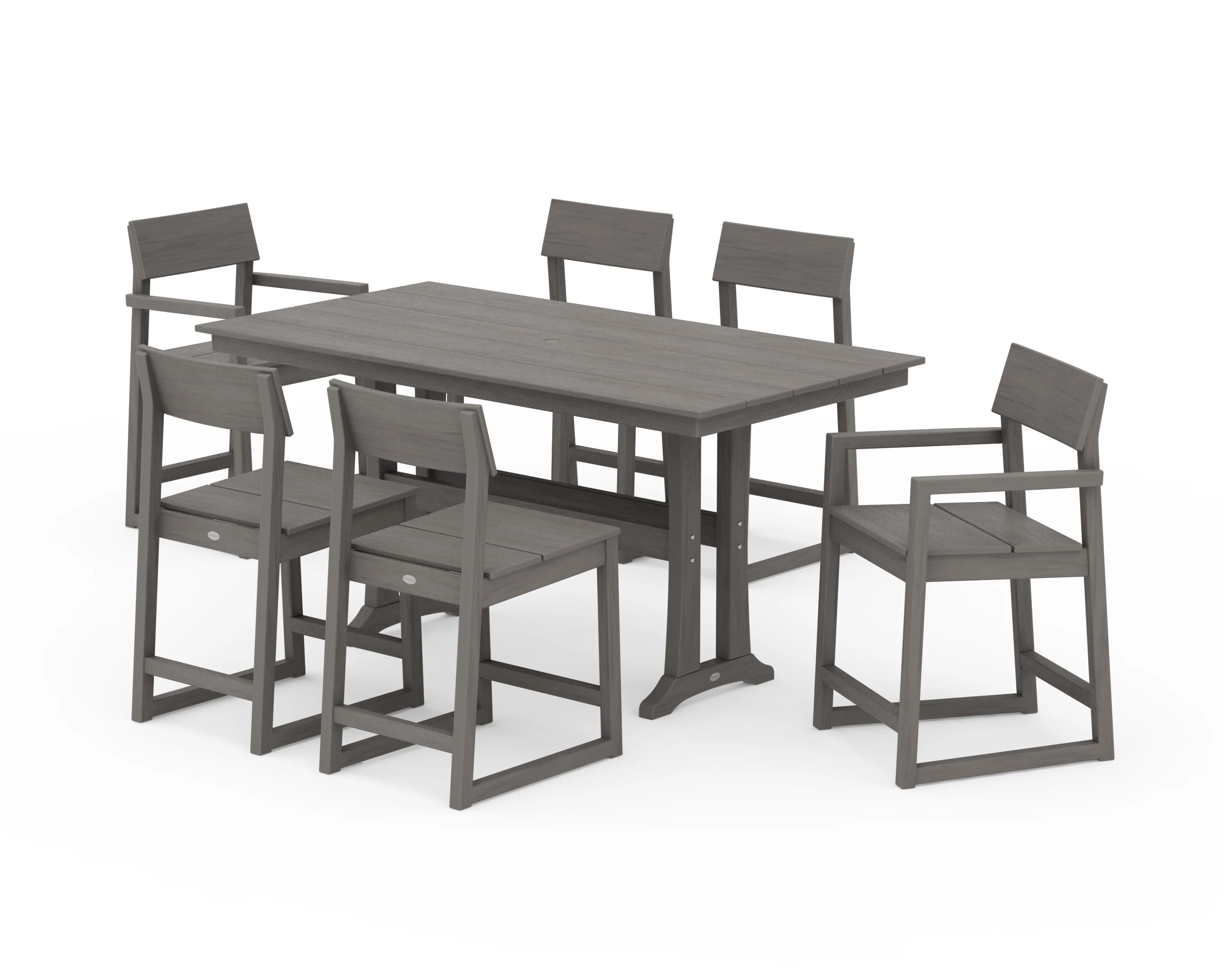 EDGE 7-Piece Farmhouse Counter Set with Trestle Legs - Image 12