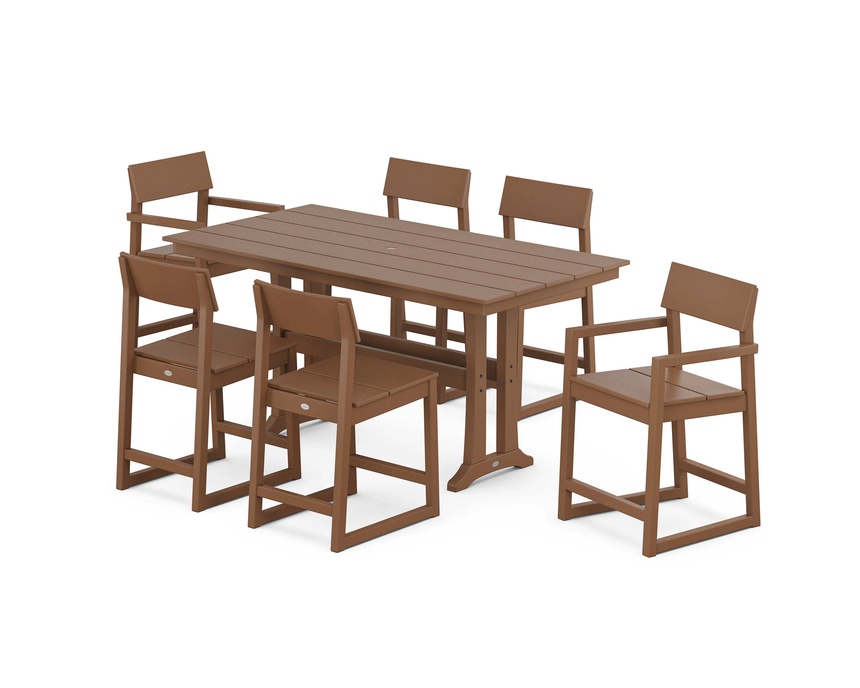 EDGE 7-Piece Farmhouse Counter Set with Trestle Legs - Image 3