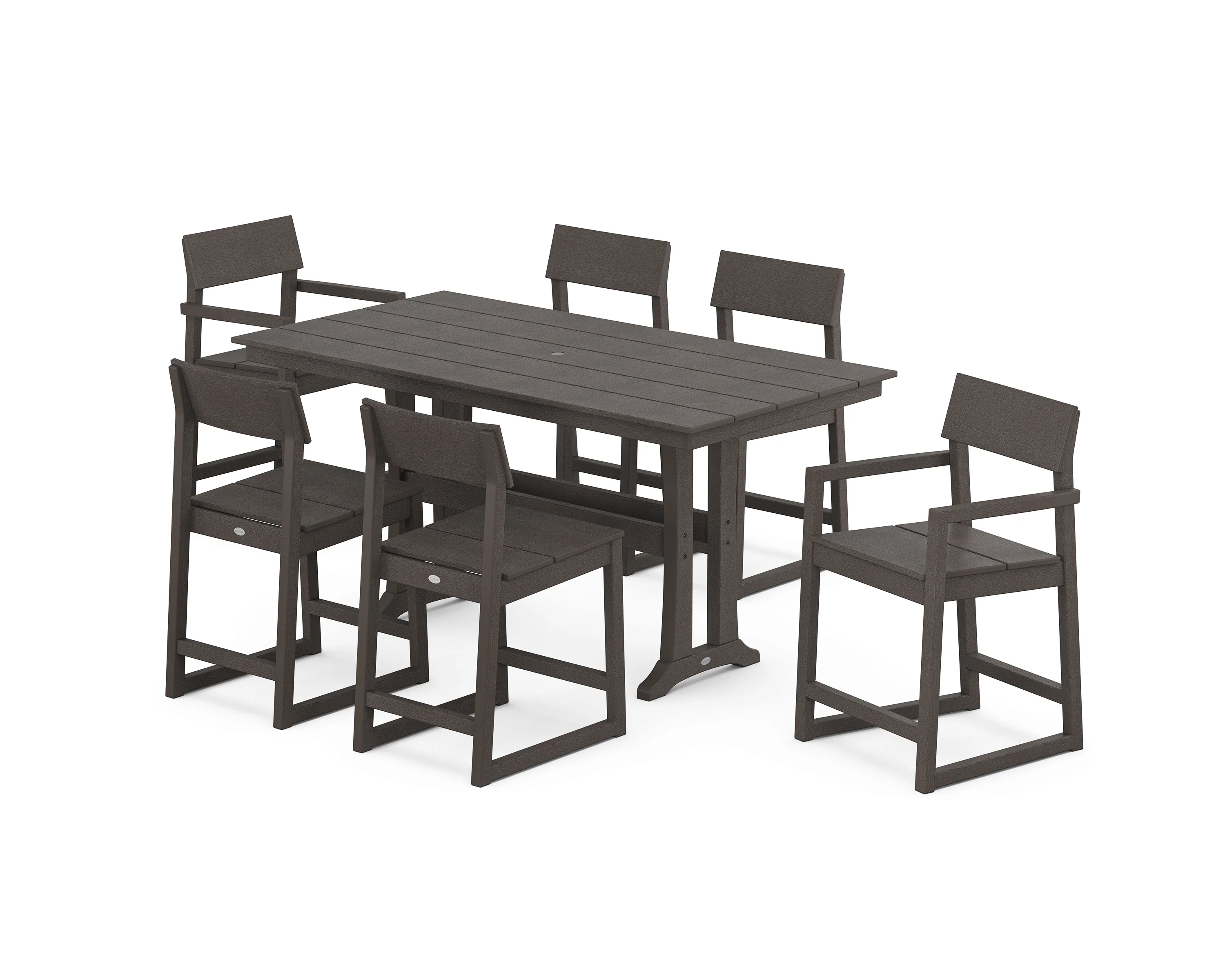 EDGE 7-Piece Farmhouse Counter Set with Trestle Legs - Image 4
