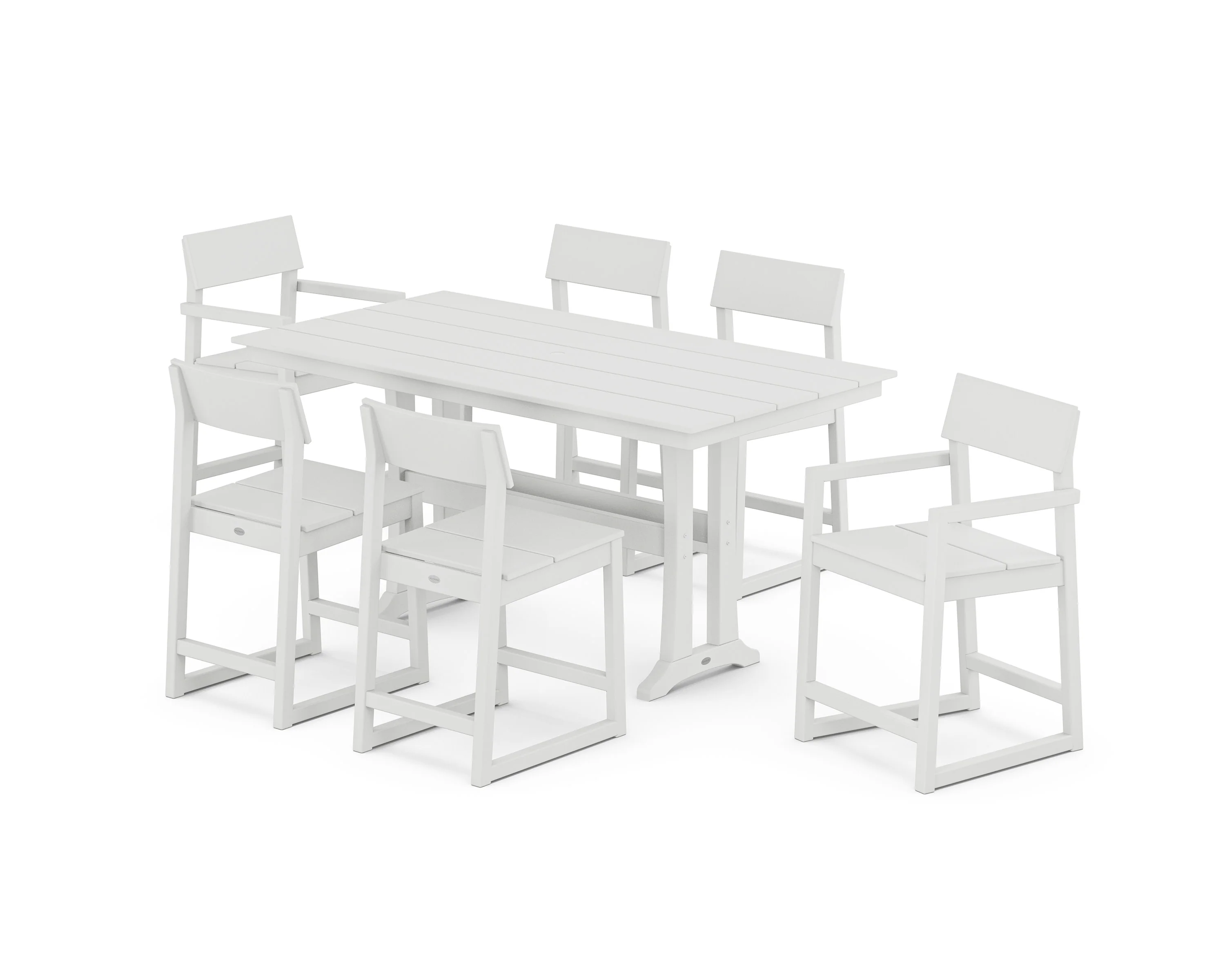 EDGE 7-Piece Farmhouse Counter Set with Trestle Legs - Image 5