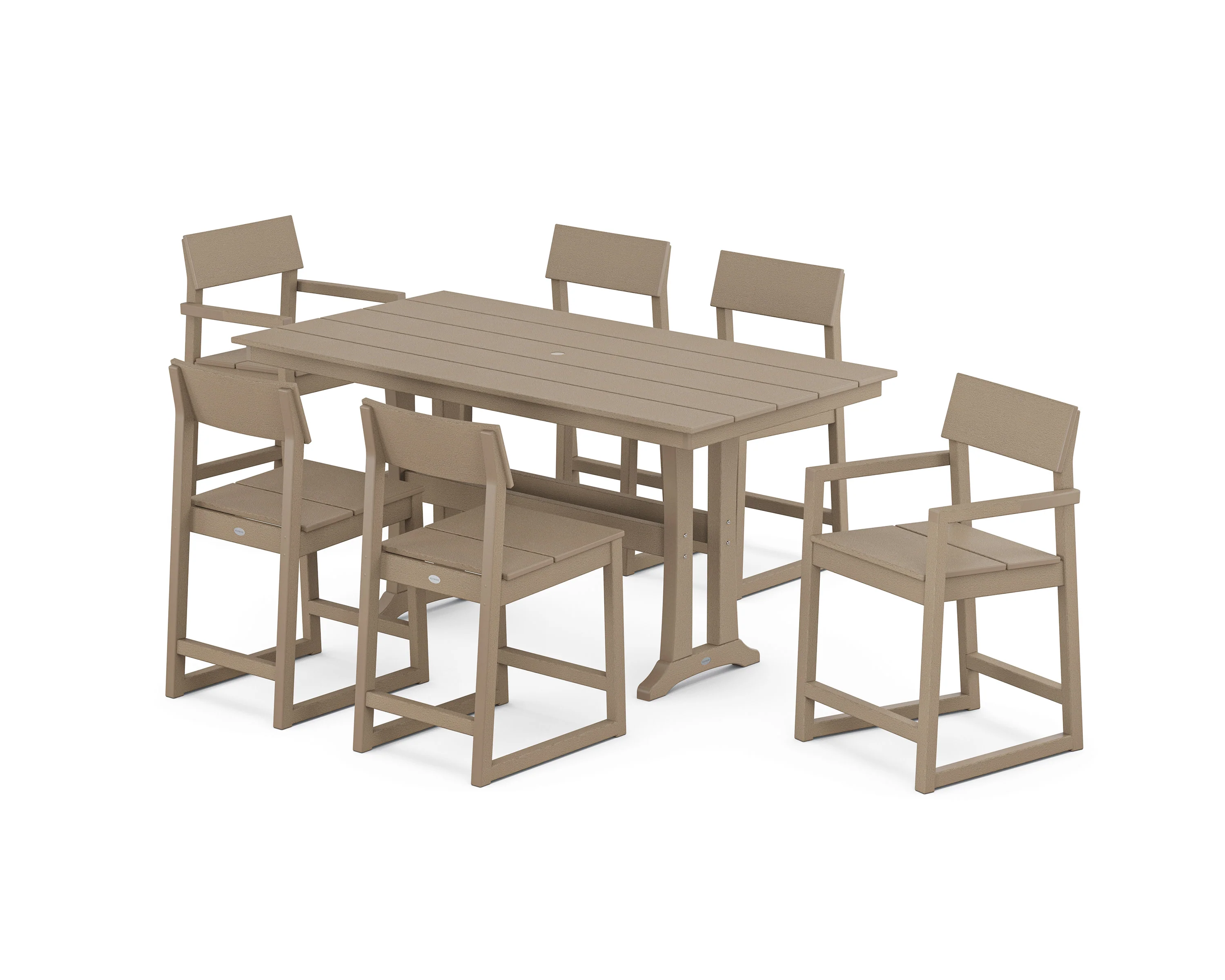 EDGE 7-Piece Farmhouse Counter Set with Trestle Legs - Image 7