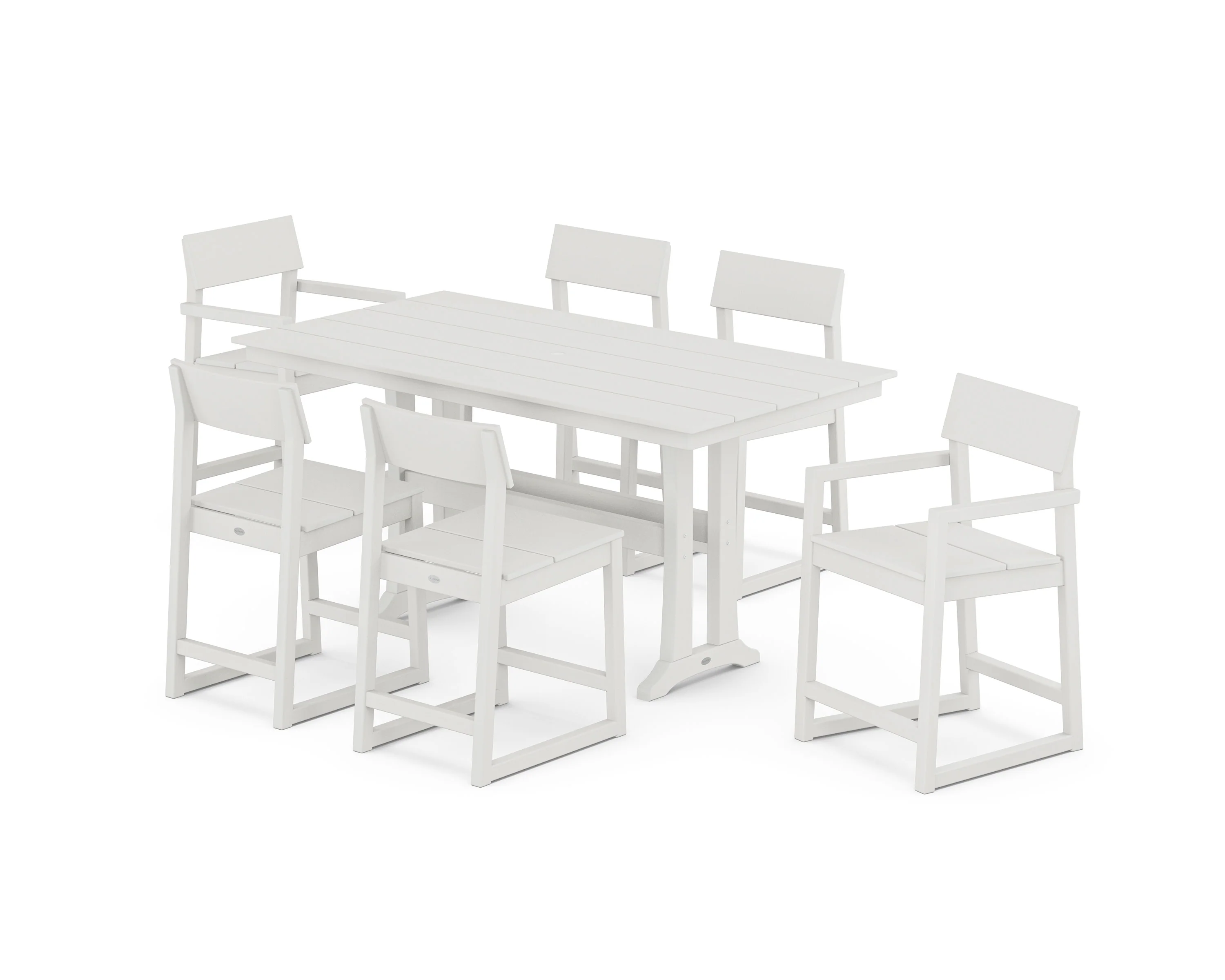 EDGE 7-Piece Farmhouse Counter Set with Trestle Legs - Image 8