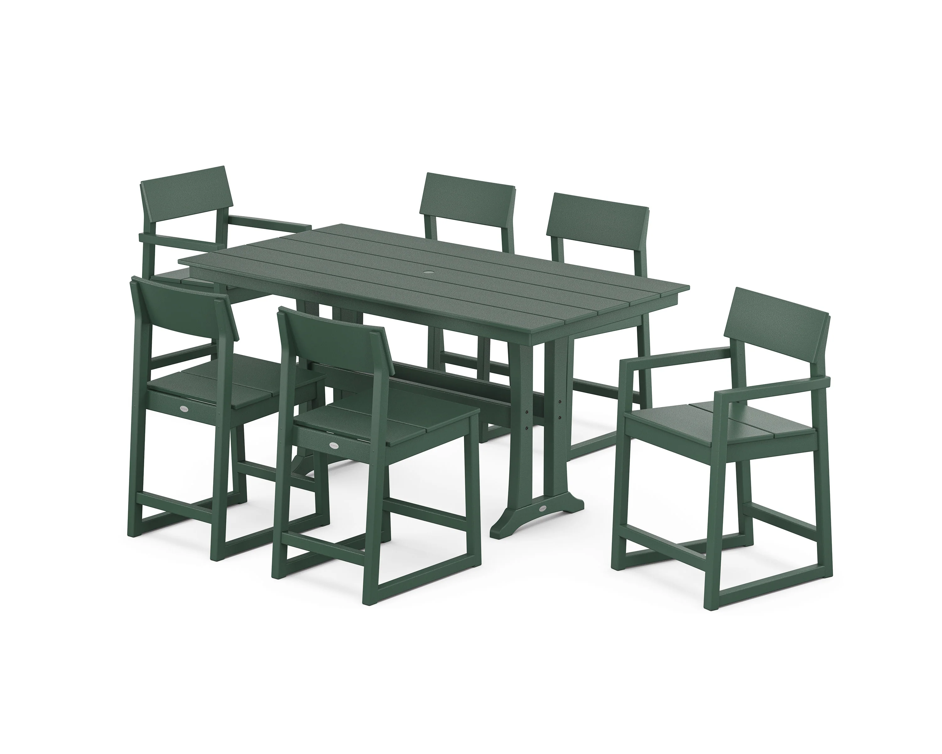 EDGE 7-Piece Farmhouse Counter Set with Trestle Legs - Image 9