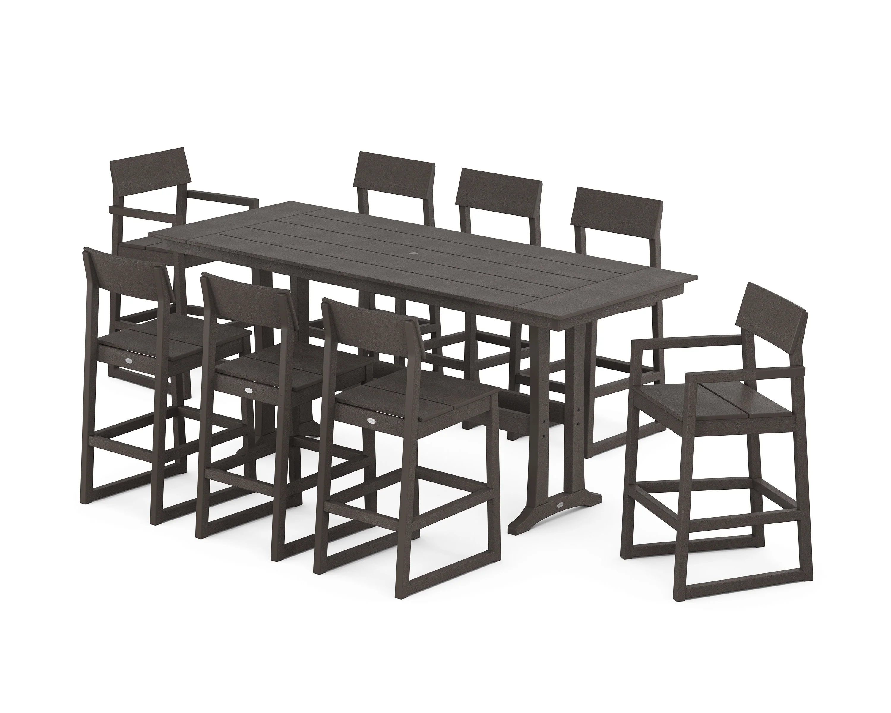EDGE 9-Piece Farmhouse Bar Set with Trestle Legs - Image 10
