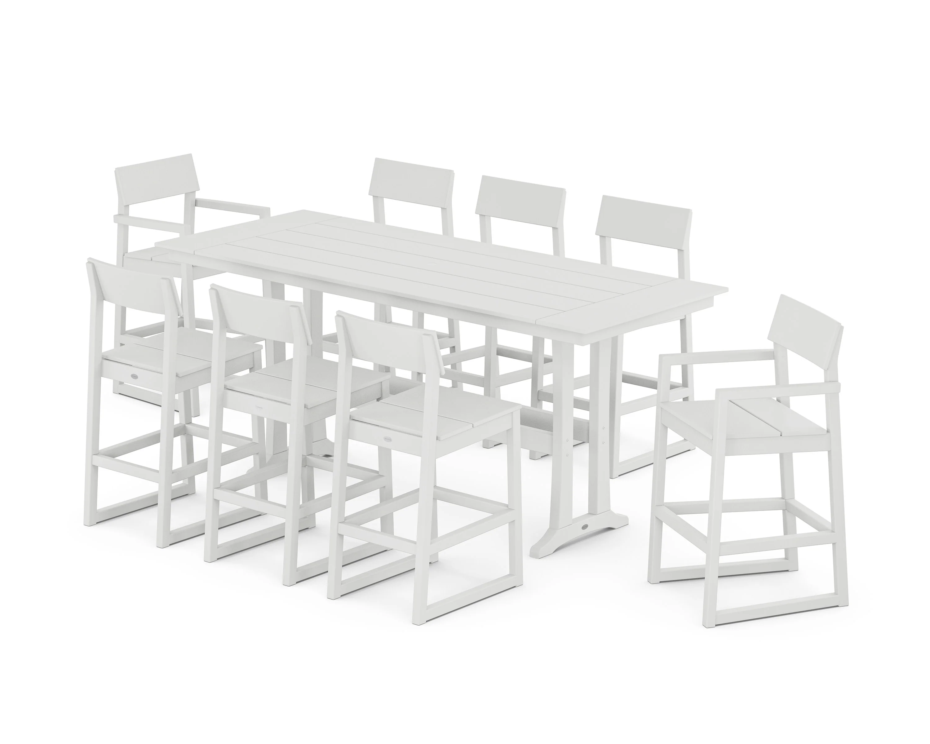 EDGE 9-Piece Farmhouse Bar Set with Trestle Legs - Image 11