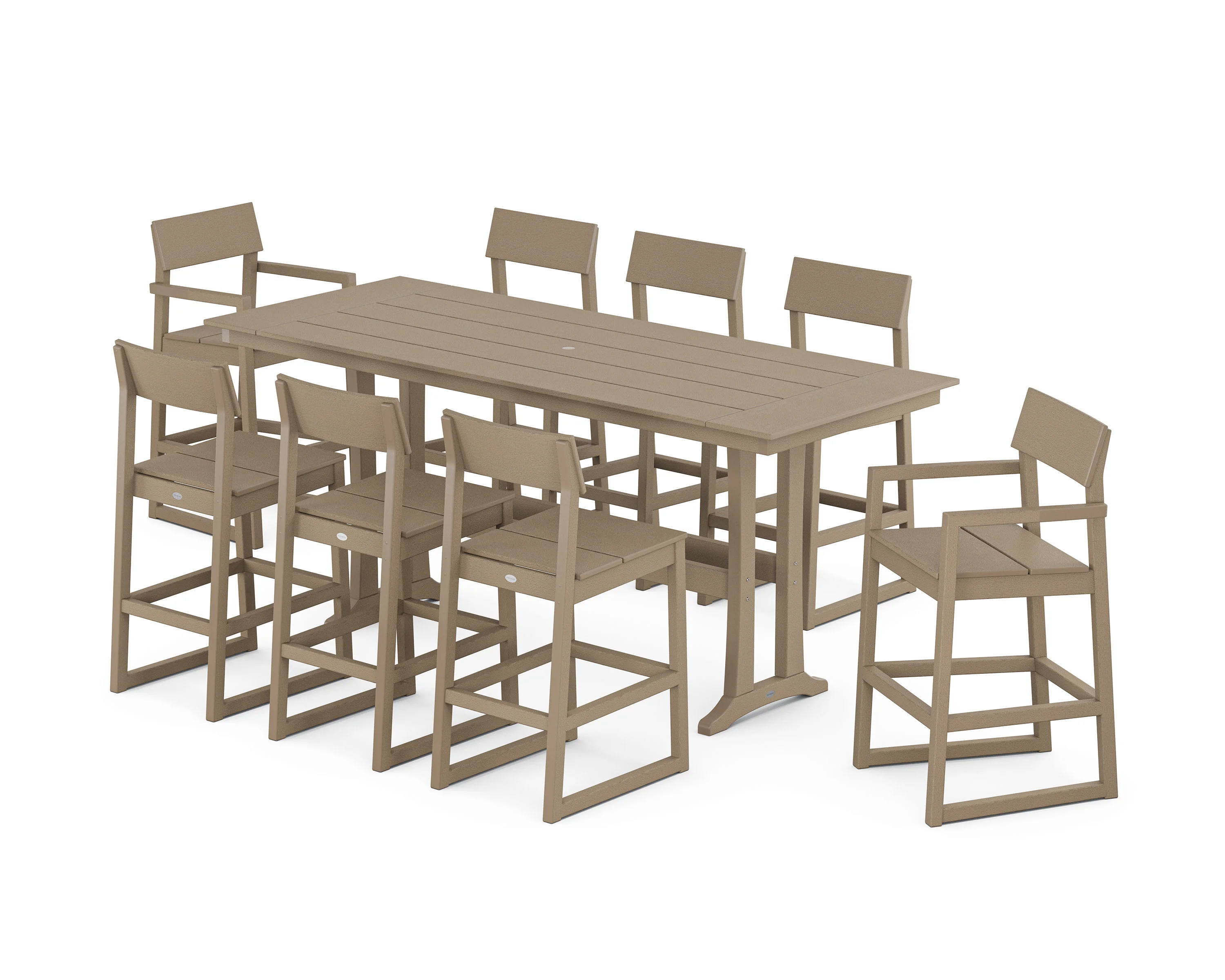 EDGE 9-Piece Farmhouse Bar Set with Trestle Legs - Image 3