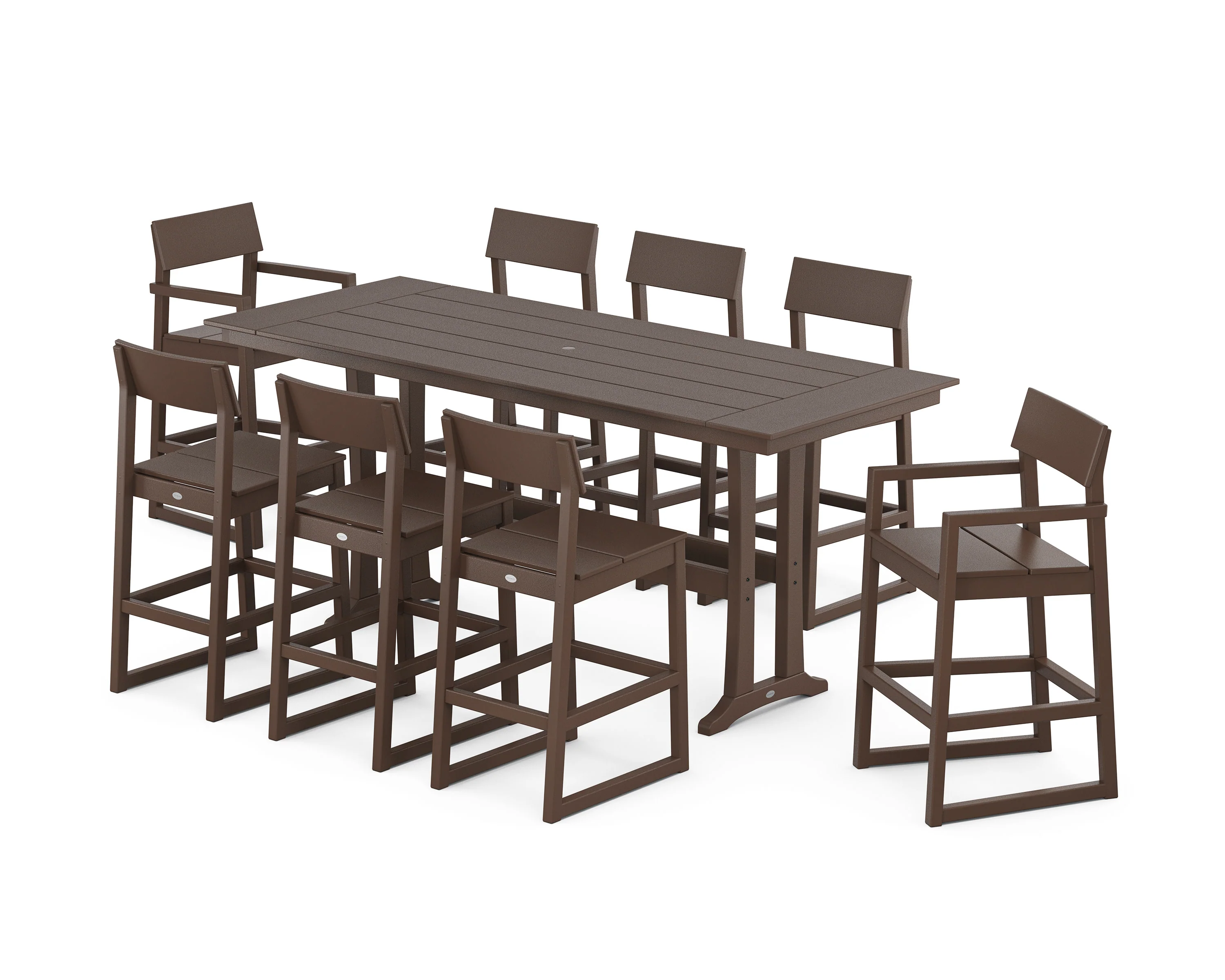 EDGE 9-Piece Farmhouse Bar Set with Trestle Legs - Image 4