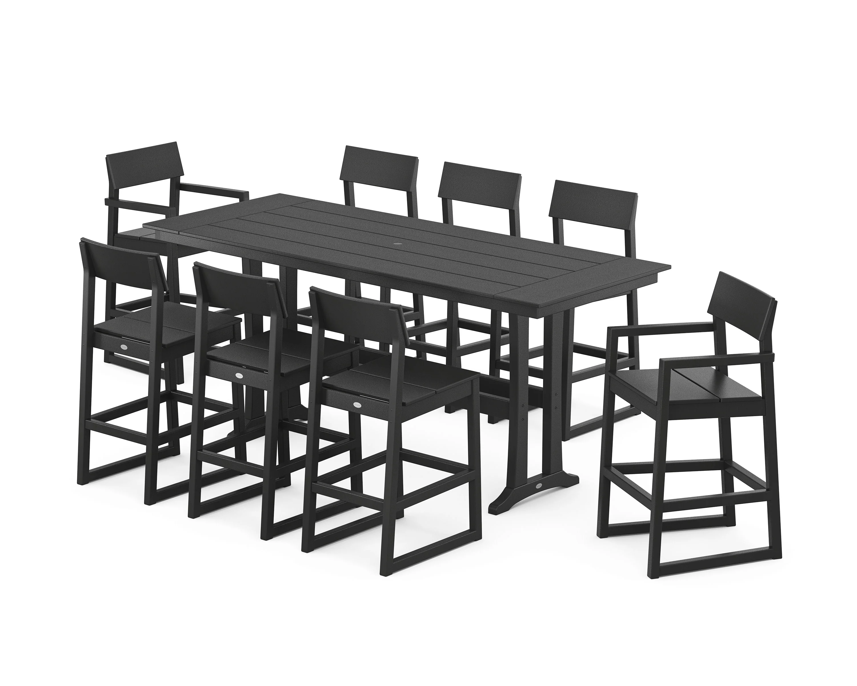EDGE 9-Piece Farmhouse Bar Set with Trestle Legs - Image 5