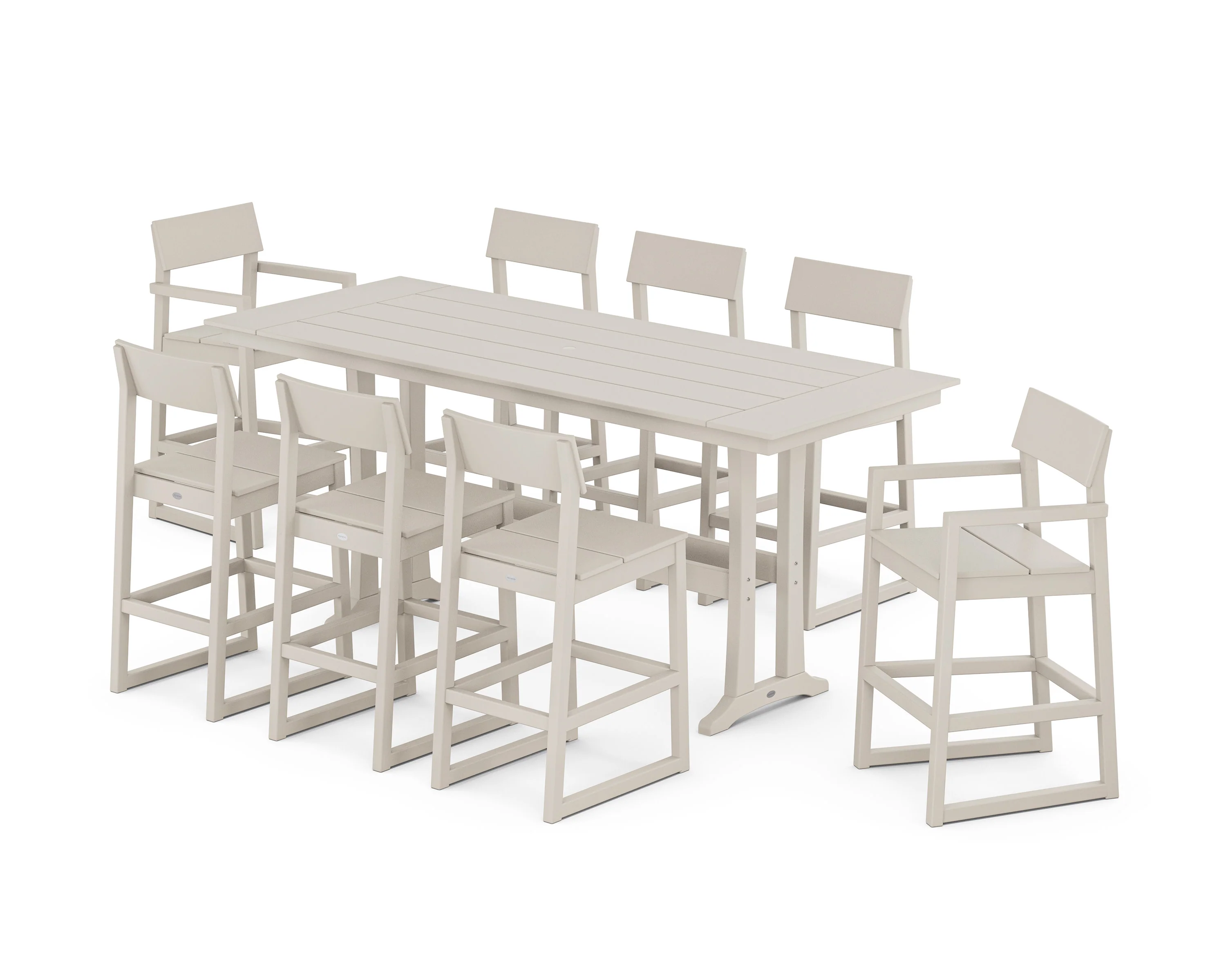 EDGE 9-Piece Farmhouse Bar Set with Trestle Legs - Image 6