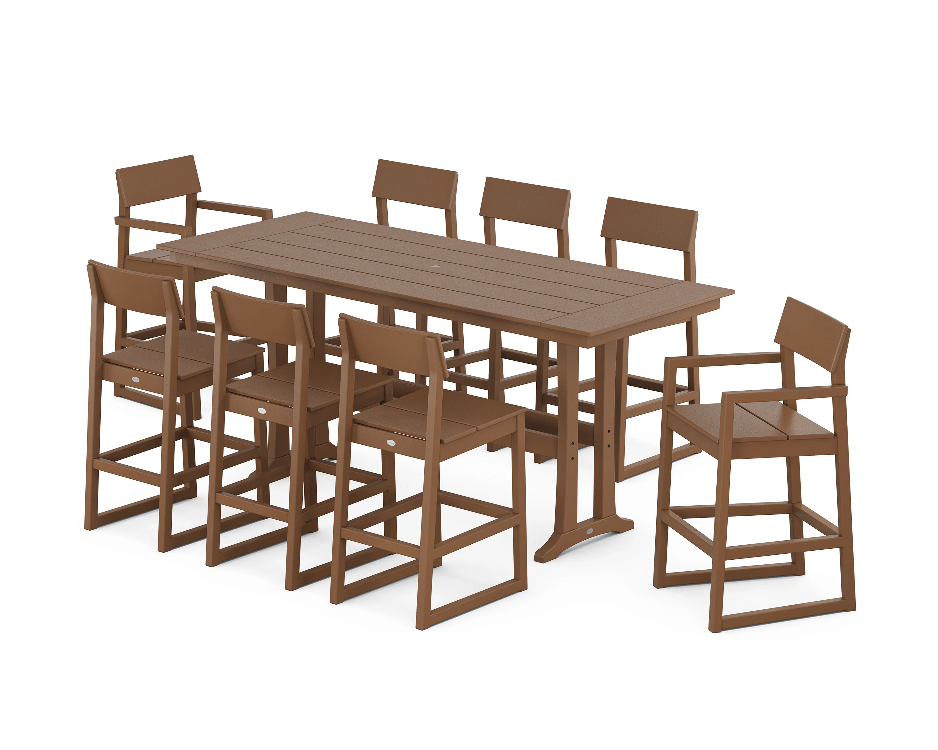 EDGE 9-Piece Farmhouse Bar Set with Trestle Legs - Image 7