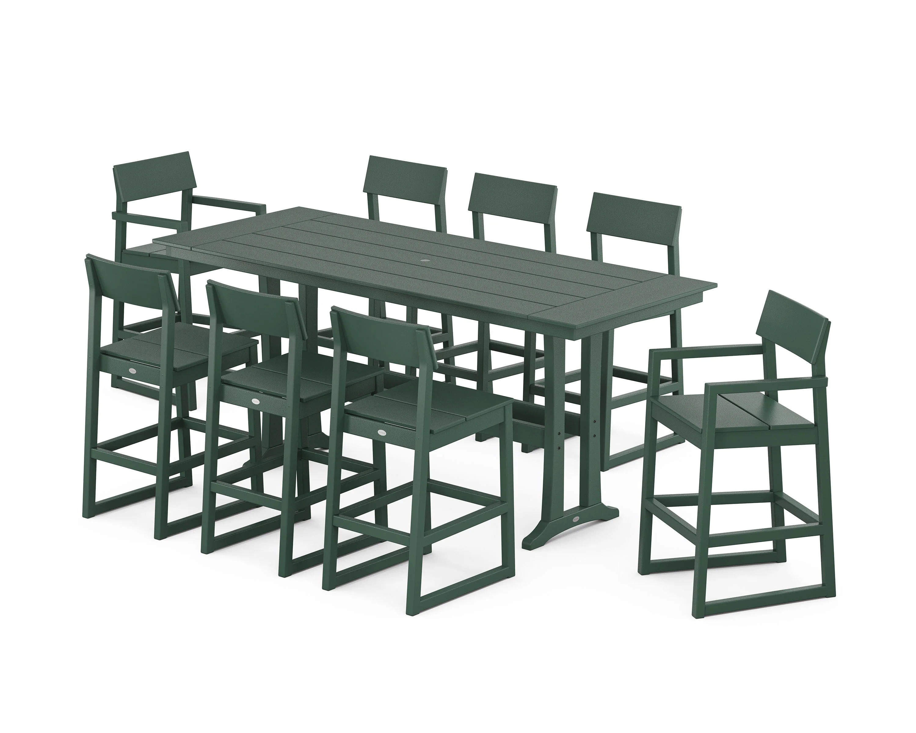 EDGE 9-Piece Farmhouse Bar Set with Trestle Legs - Image 8