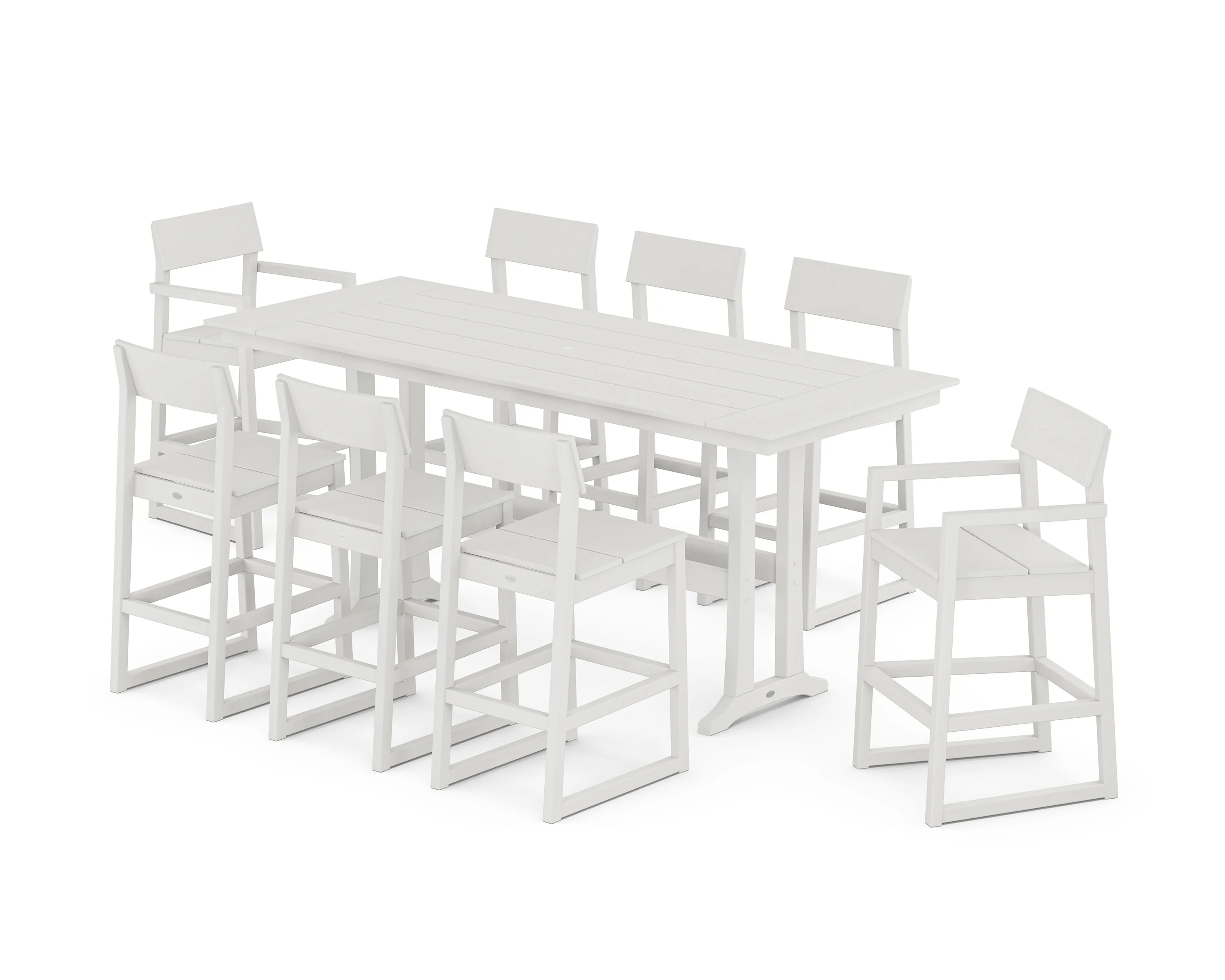 EDGE 9-Piece Farmhouse Bar Set with Trestle Legs - Image 9